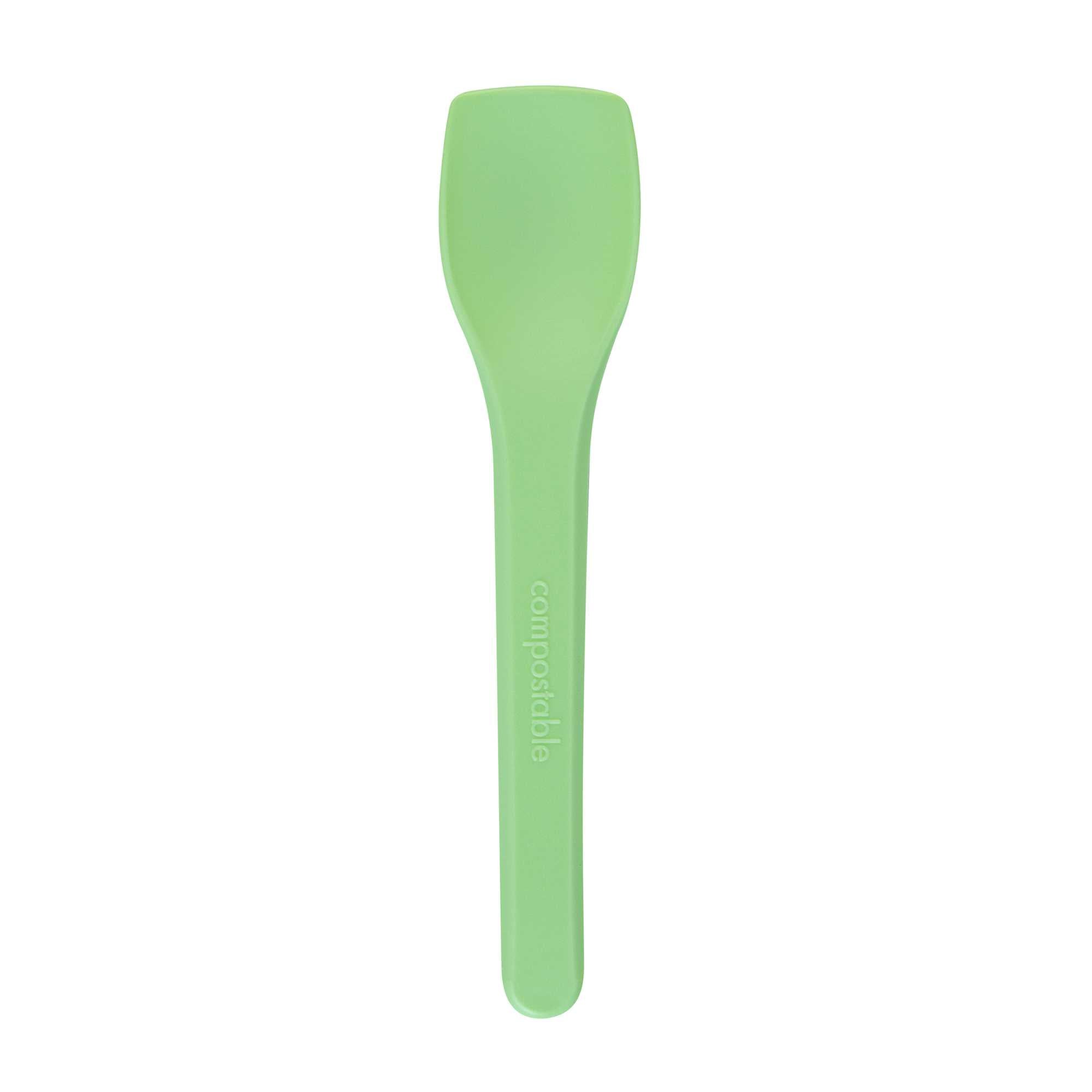 Basic Nature Green CPLA Plastic Ice Cream Spoon - Heat-Resistant, Compostable - 4" - 100 count box