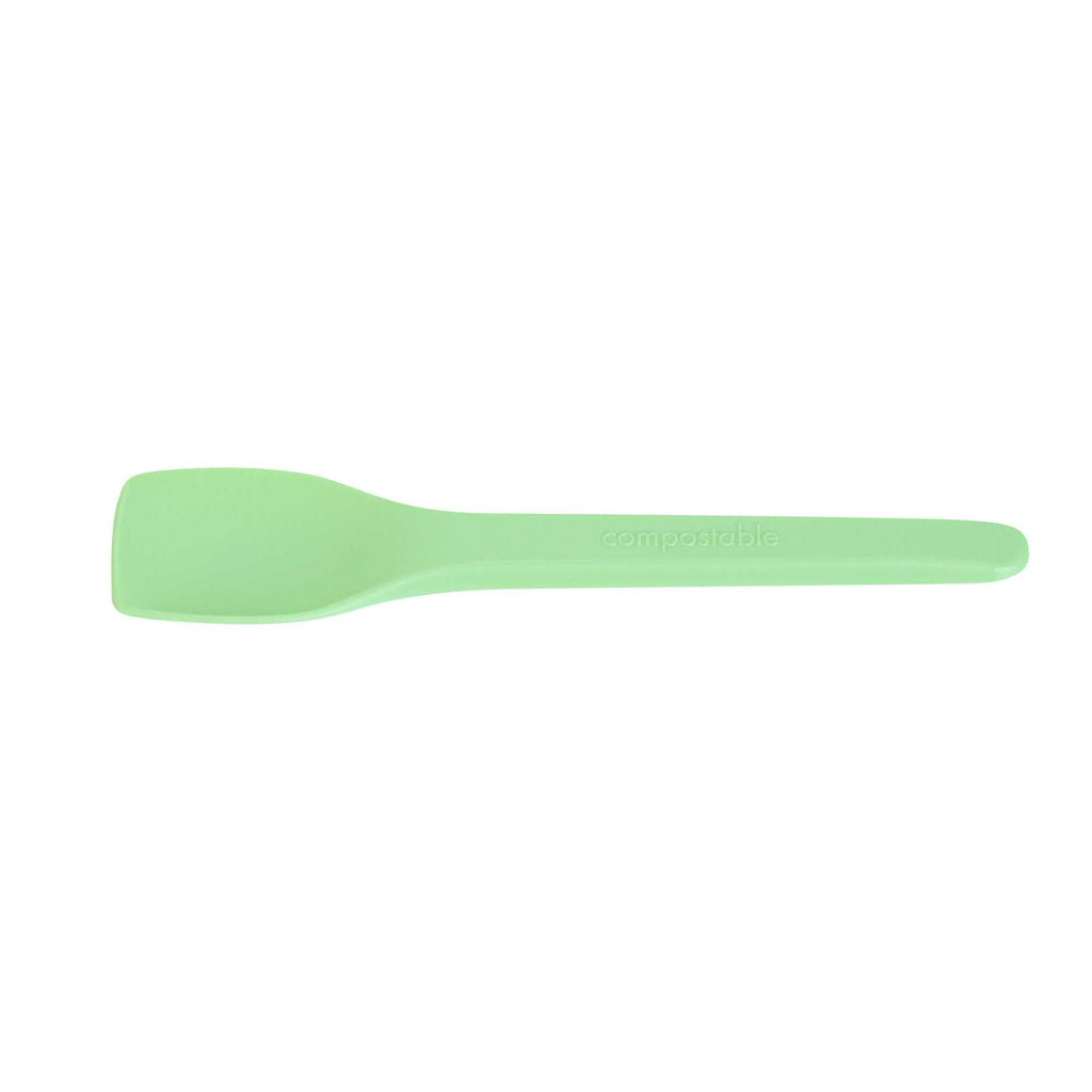 Basic Nature Green CPLA Plastic Ice Cream Spoon - Heat-Resistant, Compostable - 4" - 100 count box