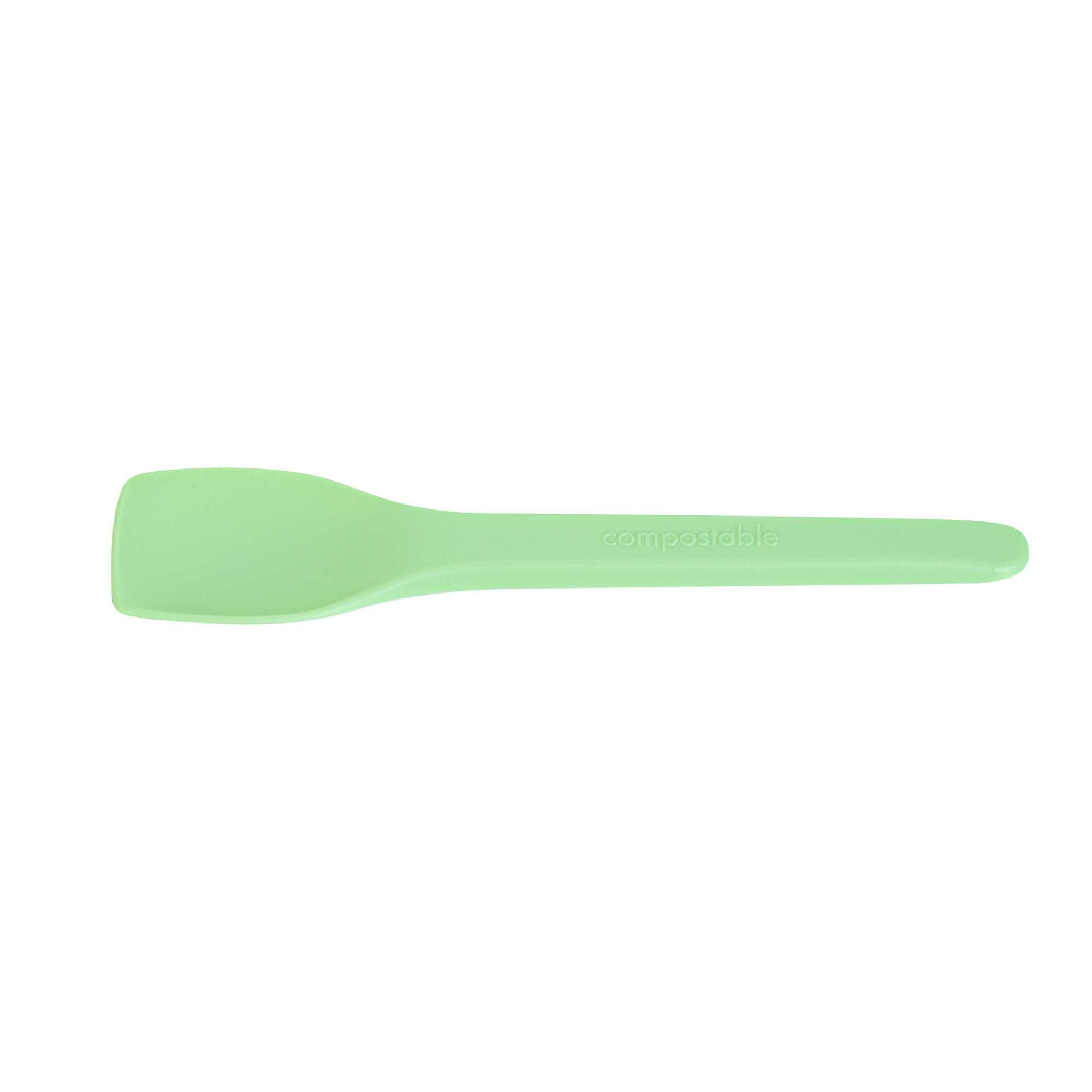 Basic Nature Green CPLA Plastic Ice Cream Spoon - Heat-Resistant, Compostable - 4" - 100 count box