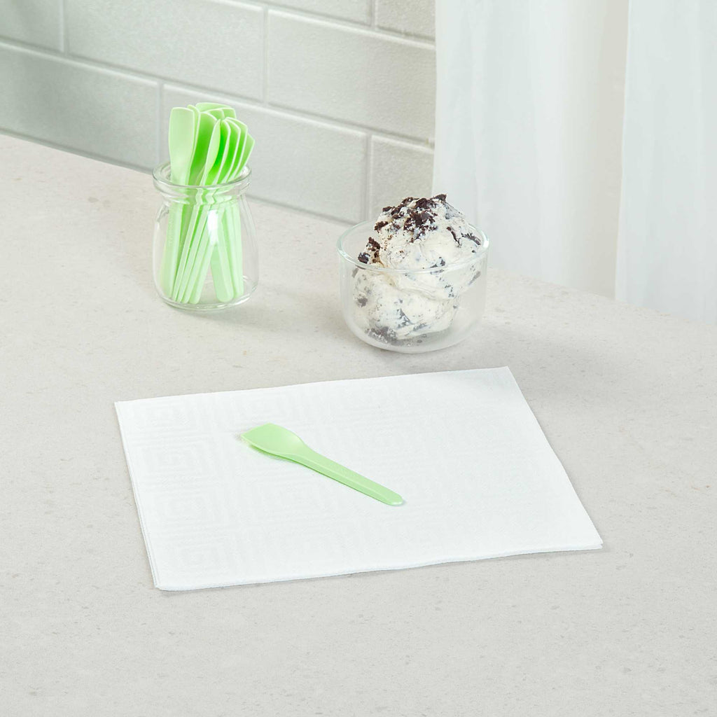Basic Nature Green CPLA Plastic Ice Cream Spoon - Heat-Resistant, Compostable - 4" - 100 count box