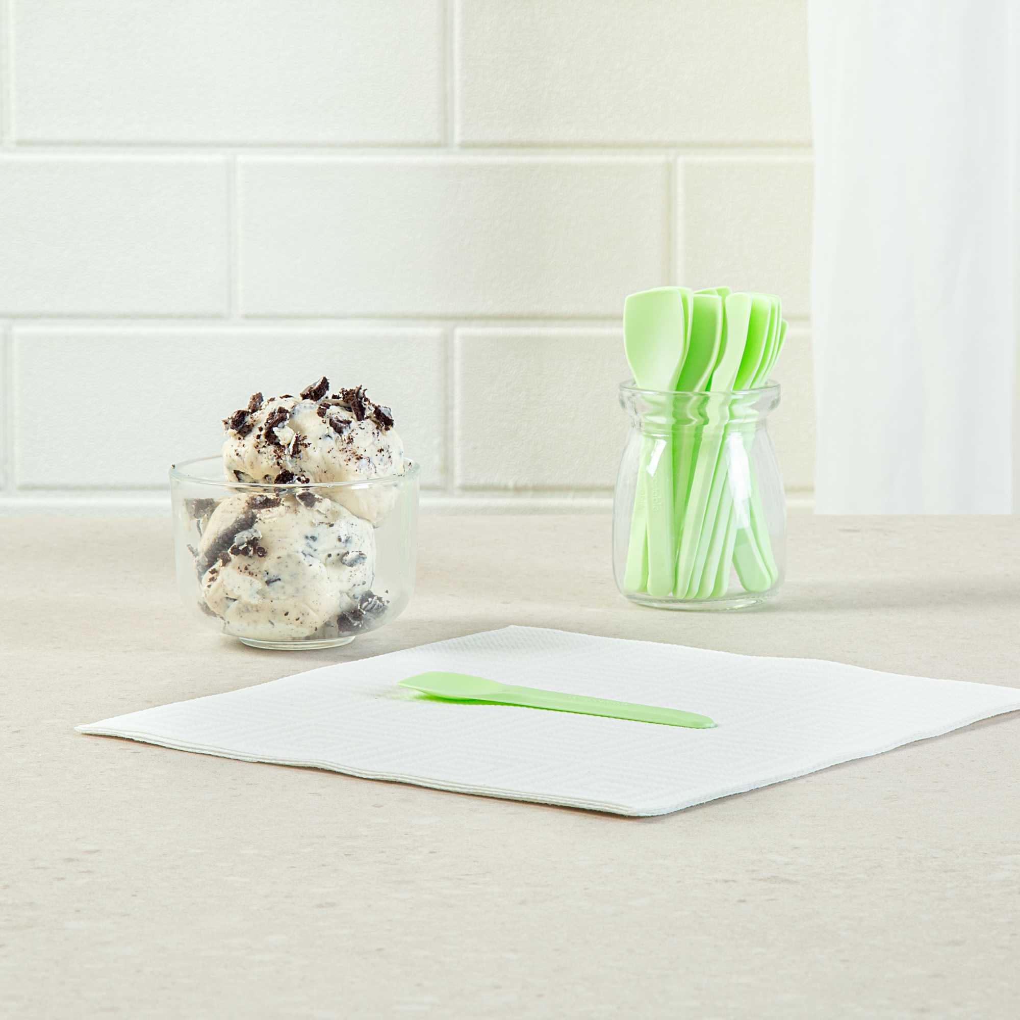 Basic Nature Green CPLA Plastic Ice Cream Spoon - Heat-Resistant, Compostable - 4" - 100 count box