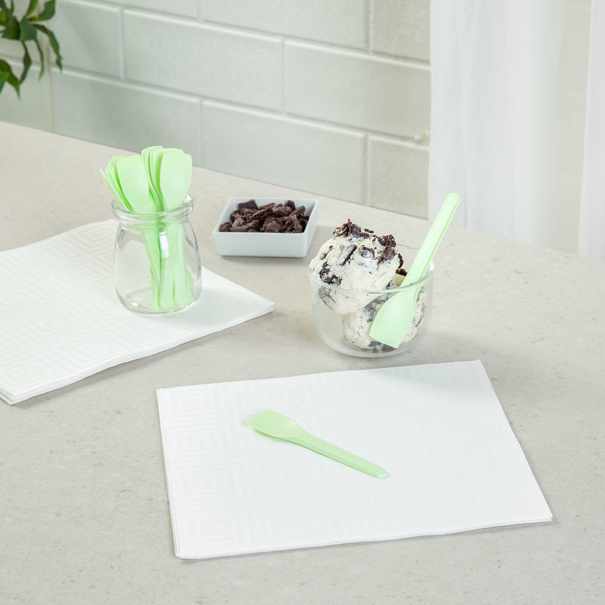 Basic Nature Green CPLA Plastic Ice Cream Spoon - Heat-Resistant, Compostable - 4" - 100 count box