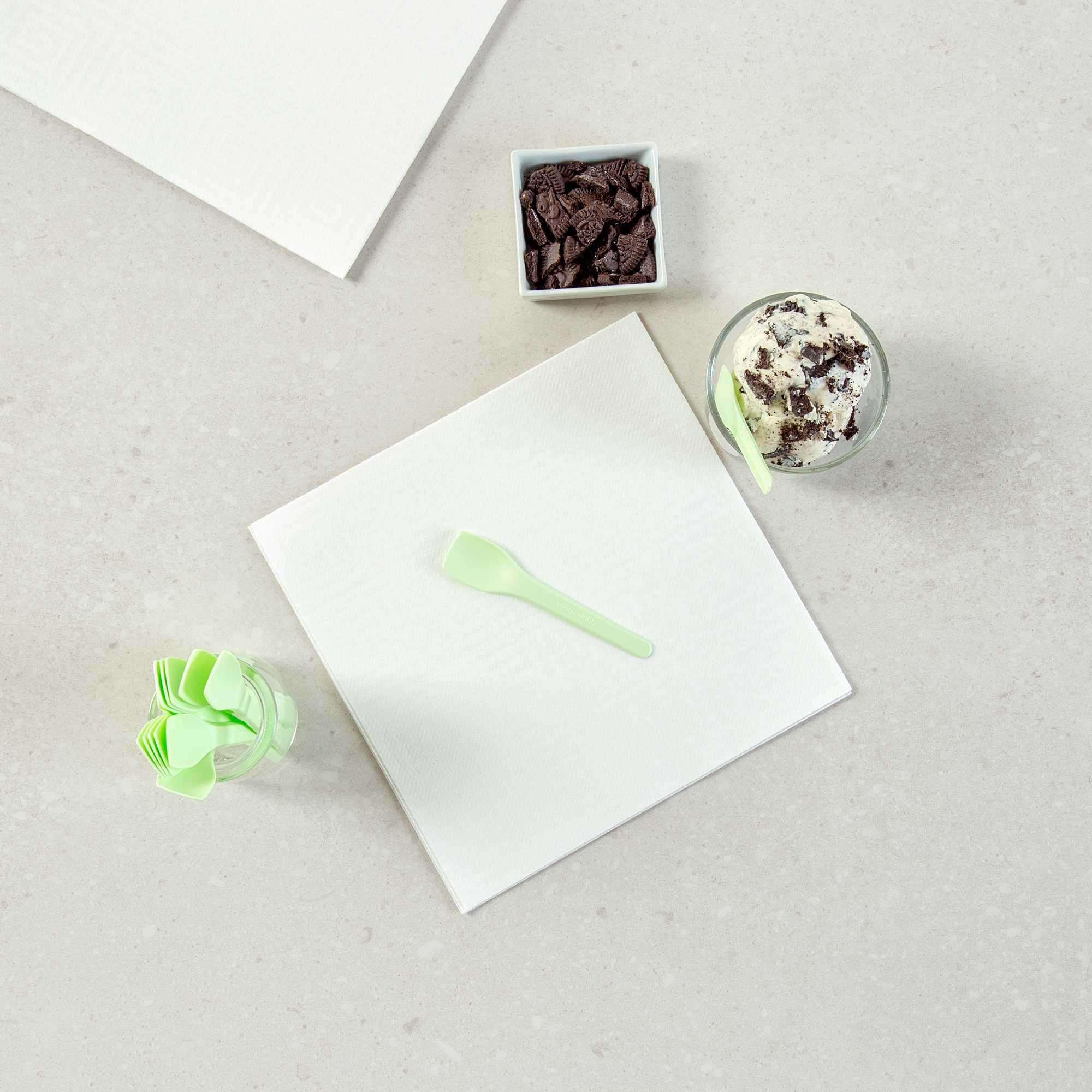 Basic Nature Green CPLA Plastic Ice Cream Spoon - Heat-Resistant, Compostable - 4" - 100 count box