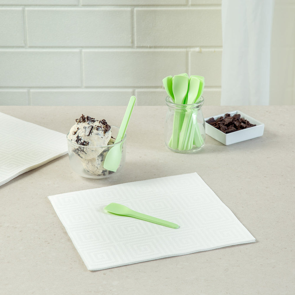 Basic Nature Green CPLA Plastic Ice Cream Spoon - Heat-Resistant, Compostable - 4" - 1000 count box
