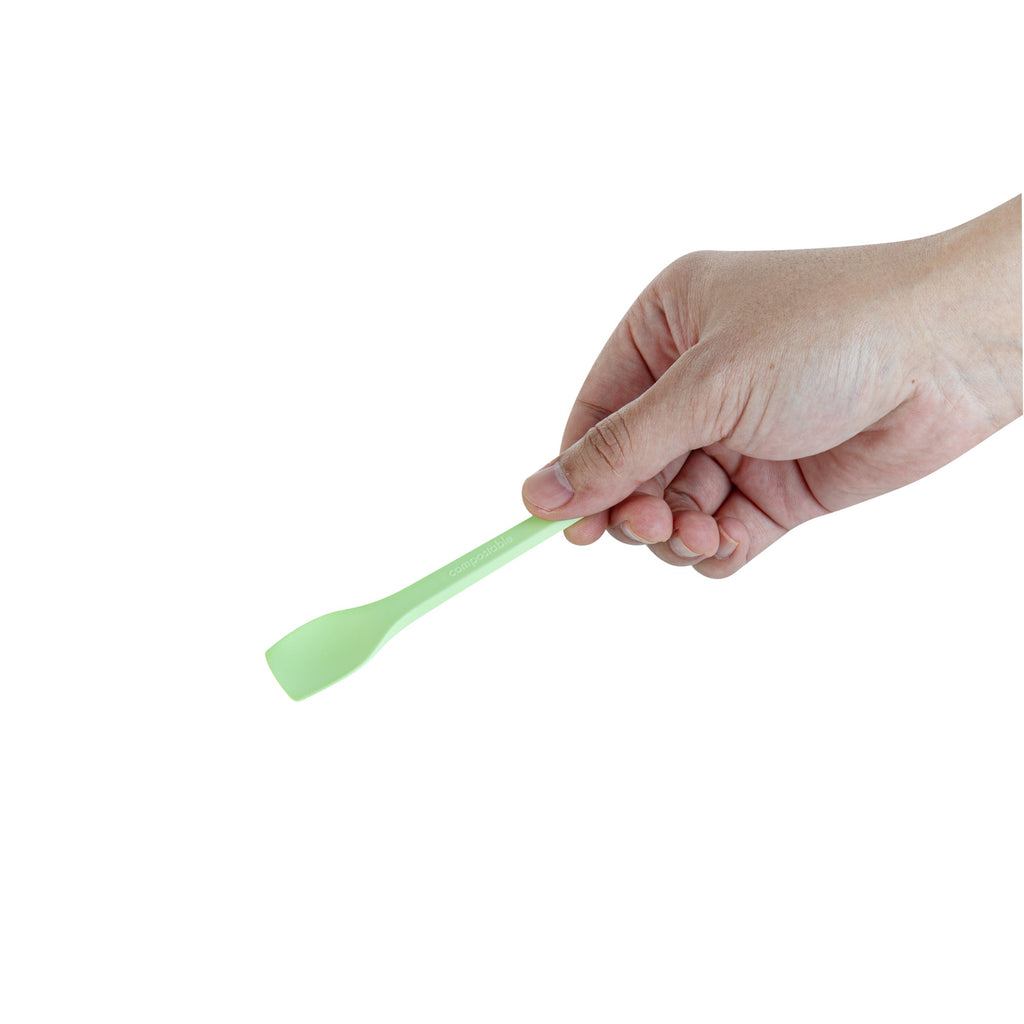Basic Nature Green CPLA Plastic Ice Cream Spoon - Heat-Resistant, Compostable - 4" - 1000 count box