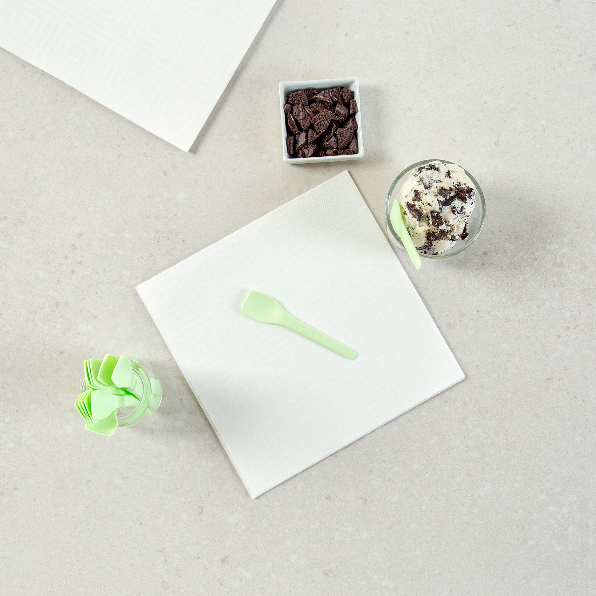 Basic Nature Green CPLA Plastic Ice Cream Spoon - Heat-Resistant, Compostable - 4" - 1000 count box