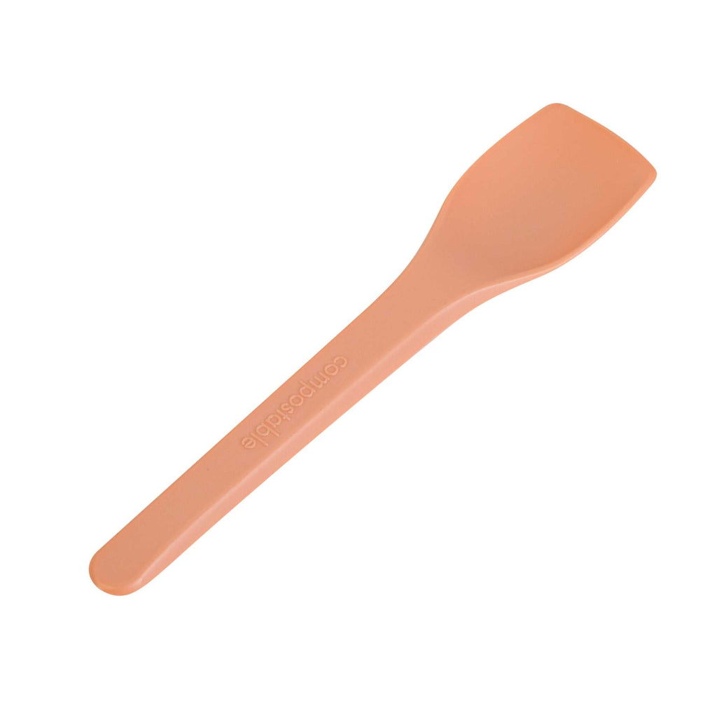 Basic Nature Orange CPLA Plastic Ice Cream Spoon - Heat-Resistant, Compostable - 4" - 100 count box
