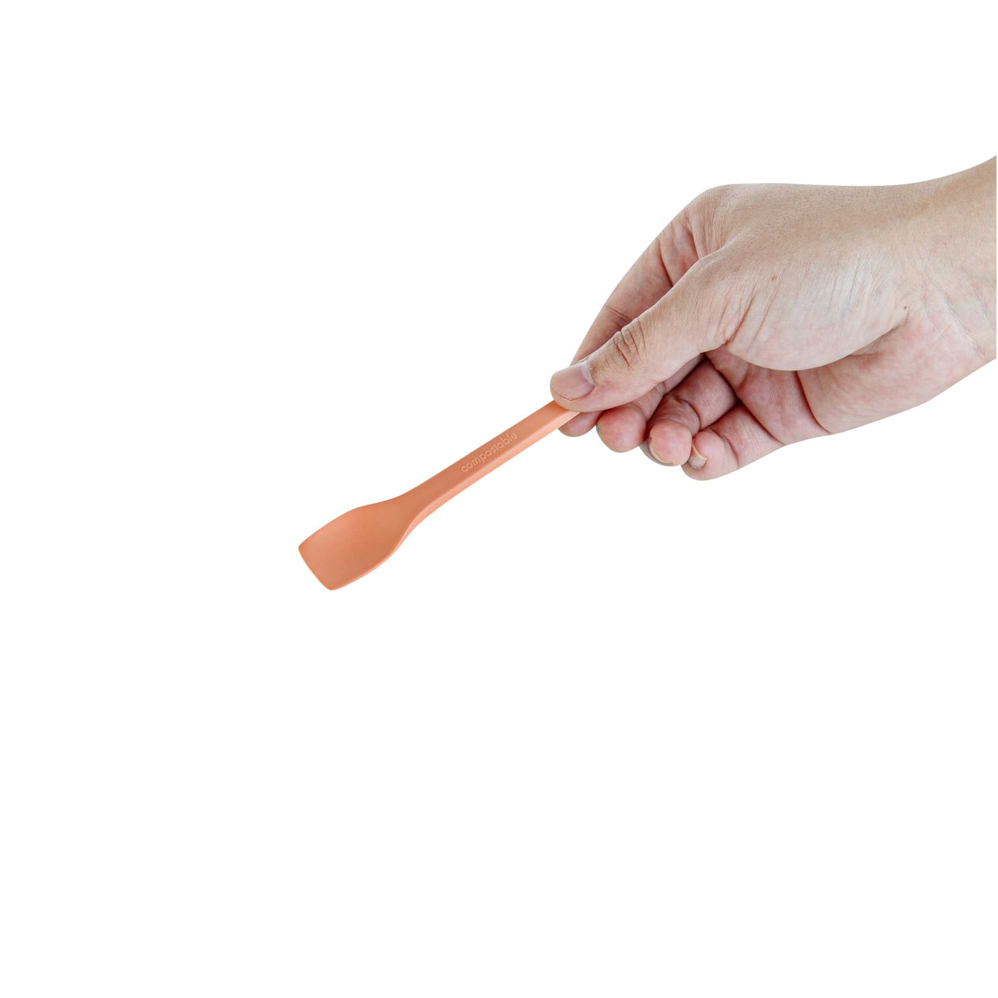 Basic Nature Orange CPLA Plastic Ice Cream Spoon - Heat-Resistant, Compostable - 4" - 100 count box