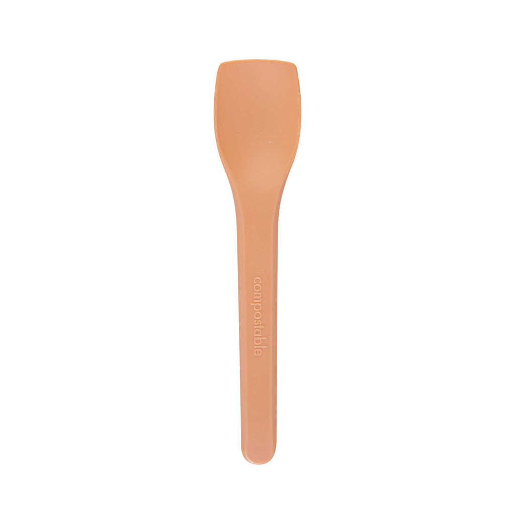Basic Nature Orange CPLA Plastic Ice Cream Spoon - Heat-Resistant, Compostable - 4" - 100 count box