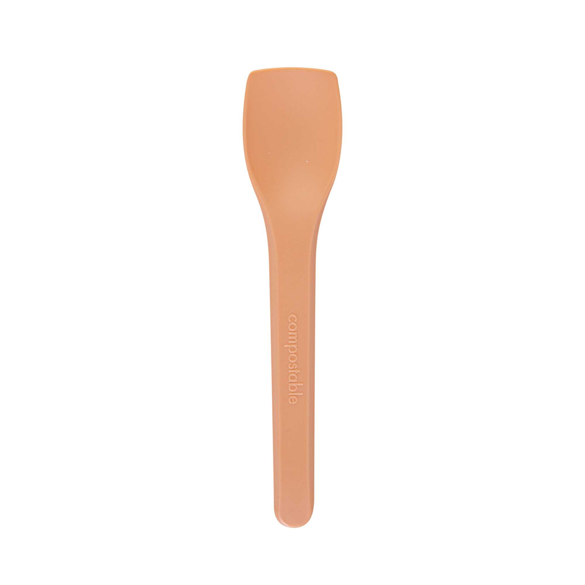 Basic Nature Orange CPLA Plastic Ice Cream Spoon - Heat-Resistant, Compostable - 4" - 100 count box