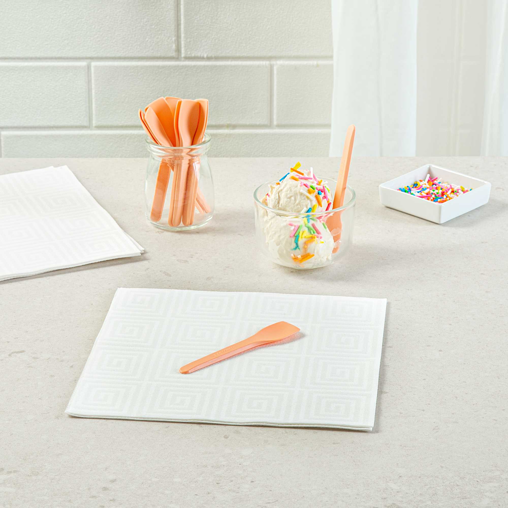 Basic Nature Orange CPLA Plastic Ice Cream Spoon - Heat-Resistant, Compostable - 4" - 100 count box