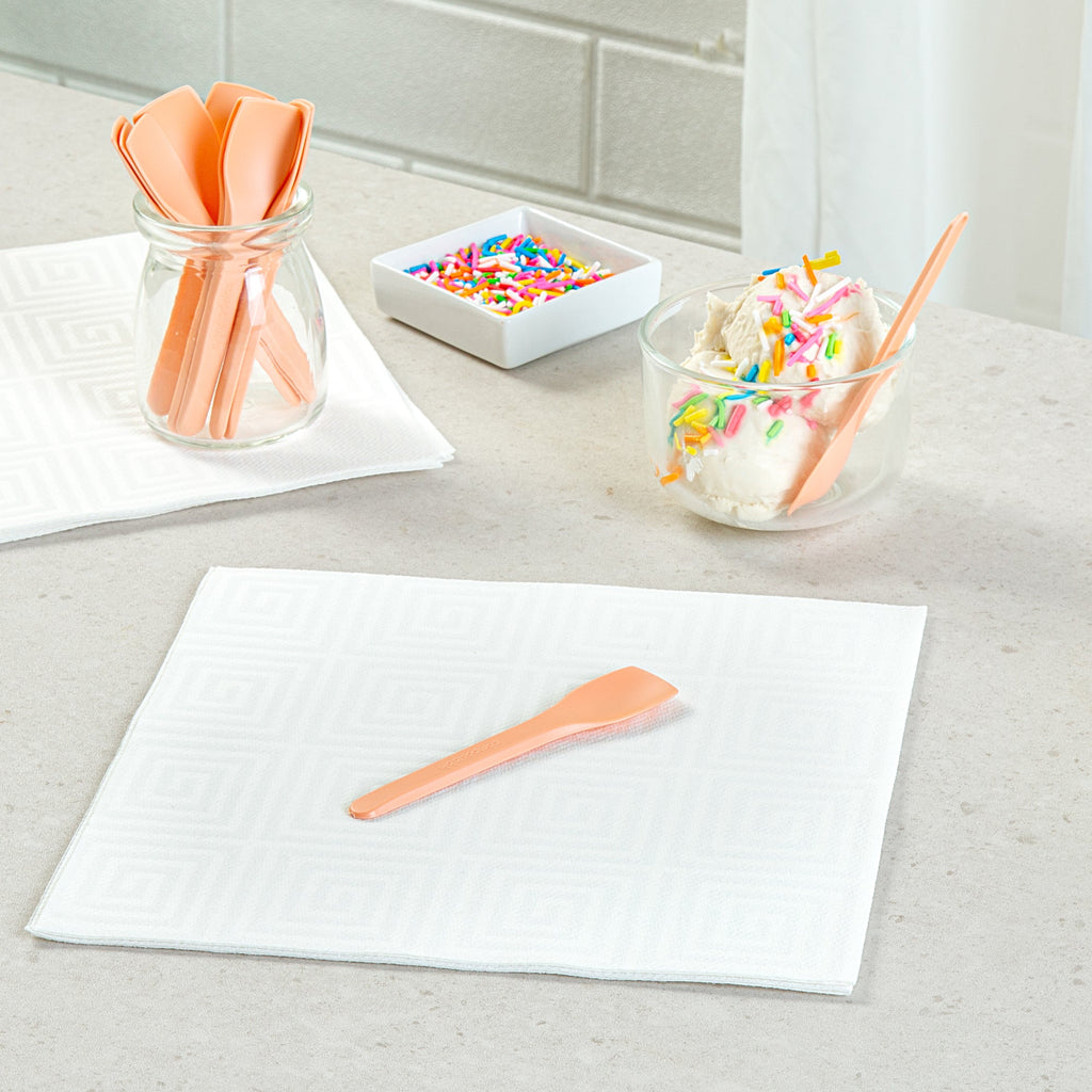 Basic Nature Orange CPLA Plastic Ice Cream Spoon - Heat-Resistant, Compostable - 4" - 1000 count box