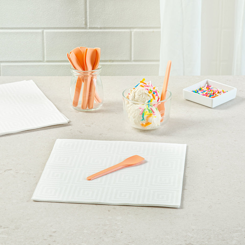 Basic Nature Orange CPLA Plastic Ice Cream Spoon - Heat-Resistant, Compostable - 4" - 1000 count box