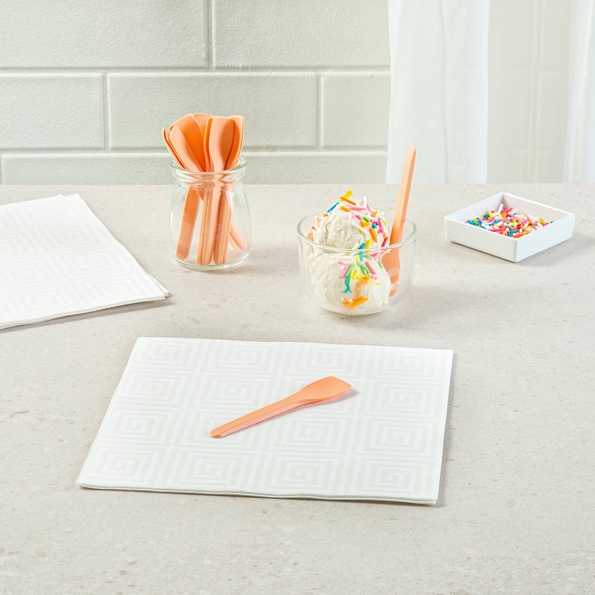 Basic Nature Orange CPLA Plastic Ice Cream Spoon - Heat-Resistant, Compostable - 4" - 1000 count box