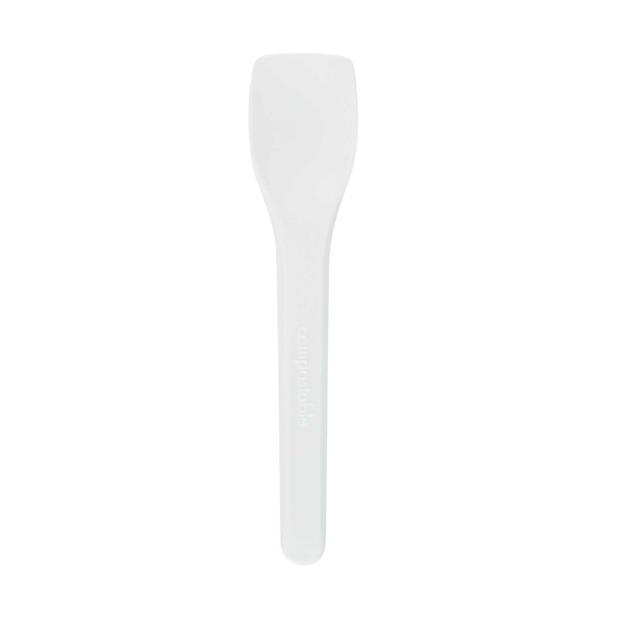 Basic Nature White CPLA Plastic Ice Cream Spoon - Heat-Resistant, Compostable - 4" - 100 count box