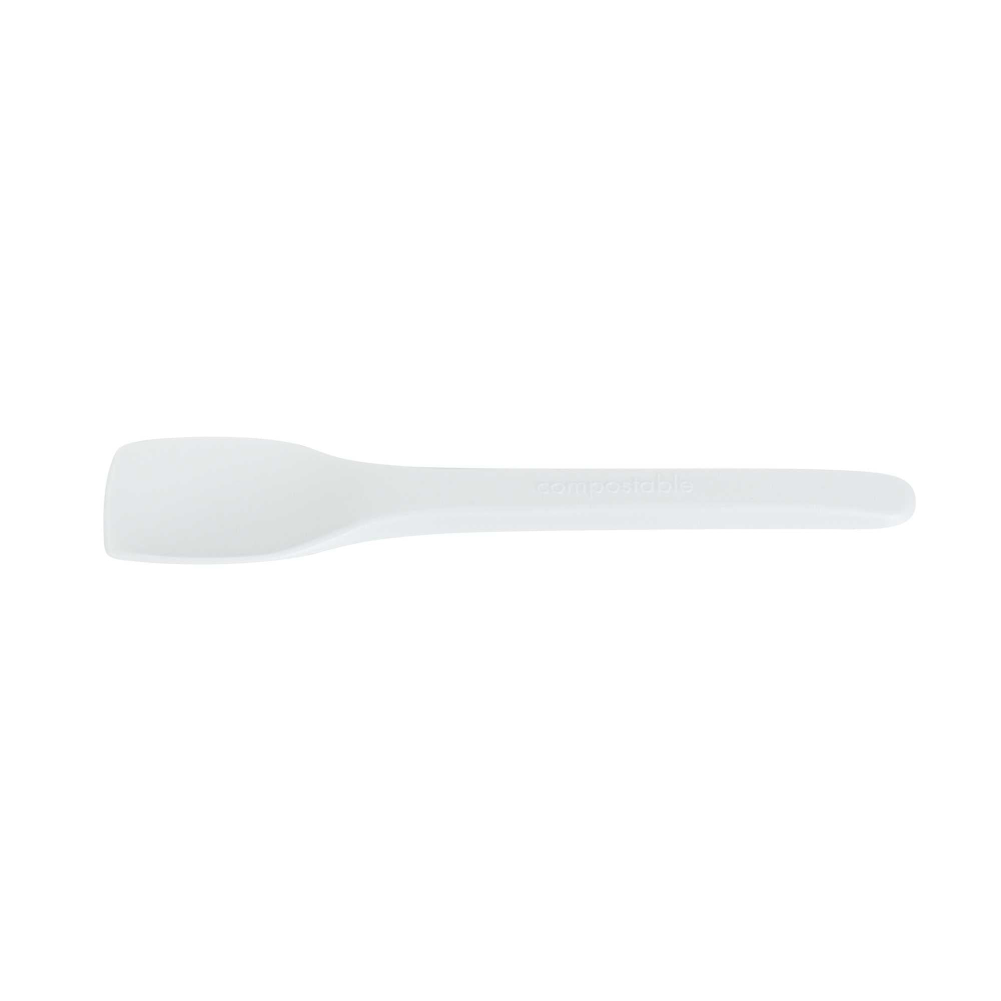 Basic Nature White CPLA Plastic Ice Cream Spoon - Heat-Resistant, Compostable - 4" - 100 count box