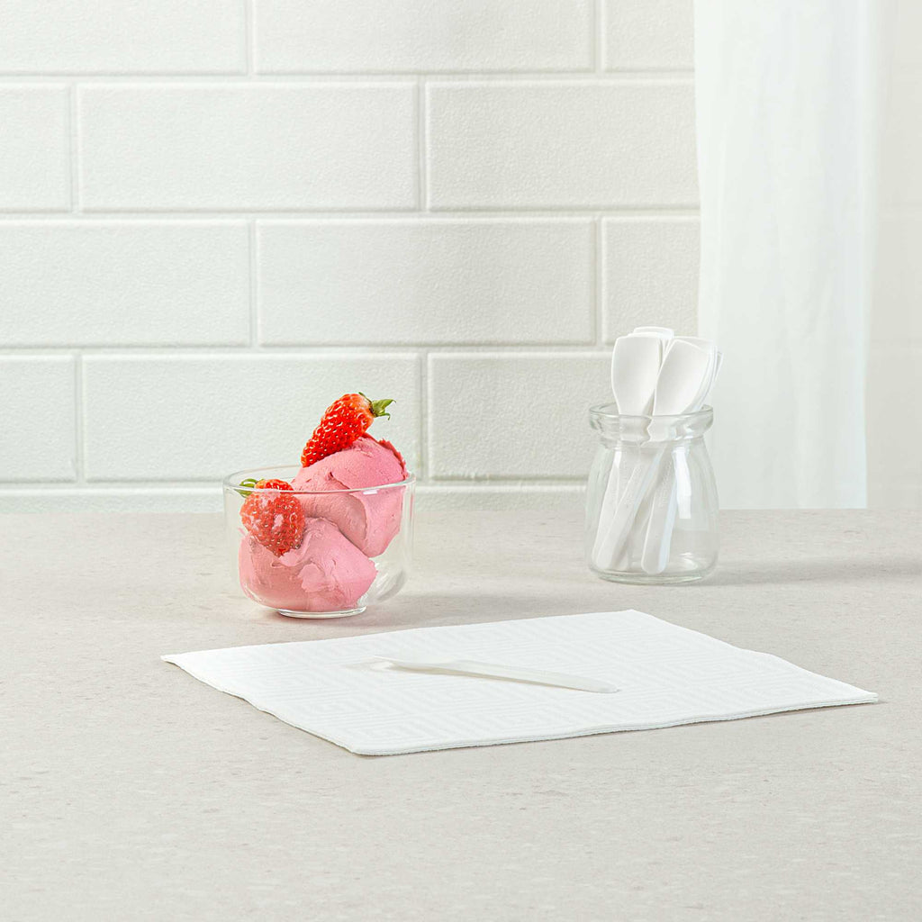 Basic Nature White CPLA Plastic Ice Cream Spoon - Heat-Resistant, Compostable - 4" - 100 count box