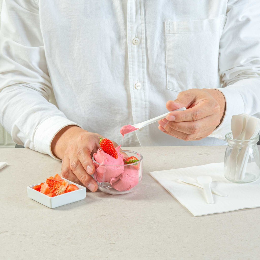 Basic Nature White CPLA Plastic Ice Cream Spoon - Heat-Resistant, Compostable - 4" - 100 count box