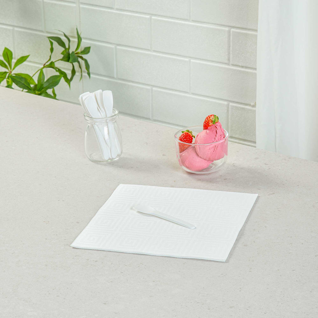 Basic Nature White CPLA Plastic Ice Cream Spoon - Heat-Resistant, Compostable - 4" - 100 count box