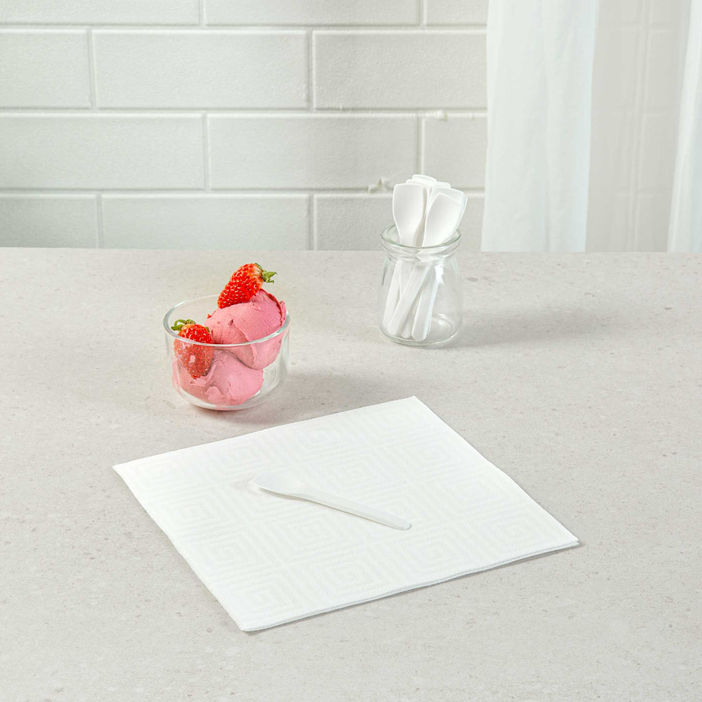 Basic Nature White CPLA Plastic Ice Cream Spoon - Heat-Resistant, Compostable - 4" - 100 count box