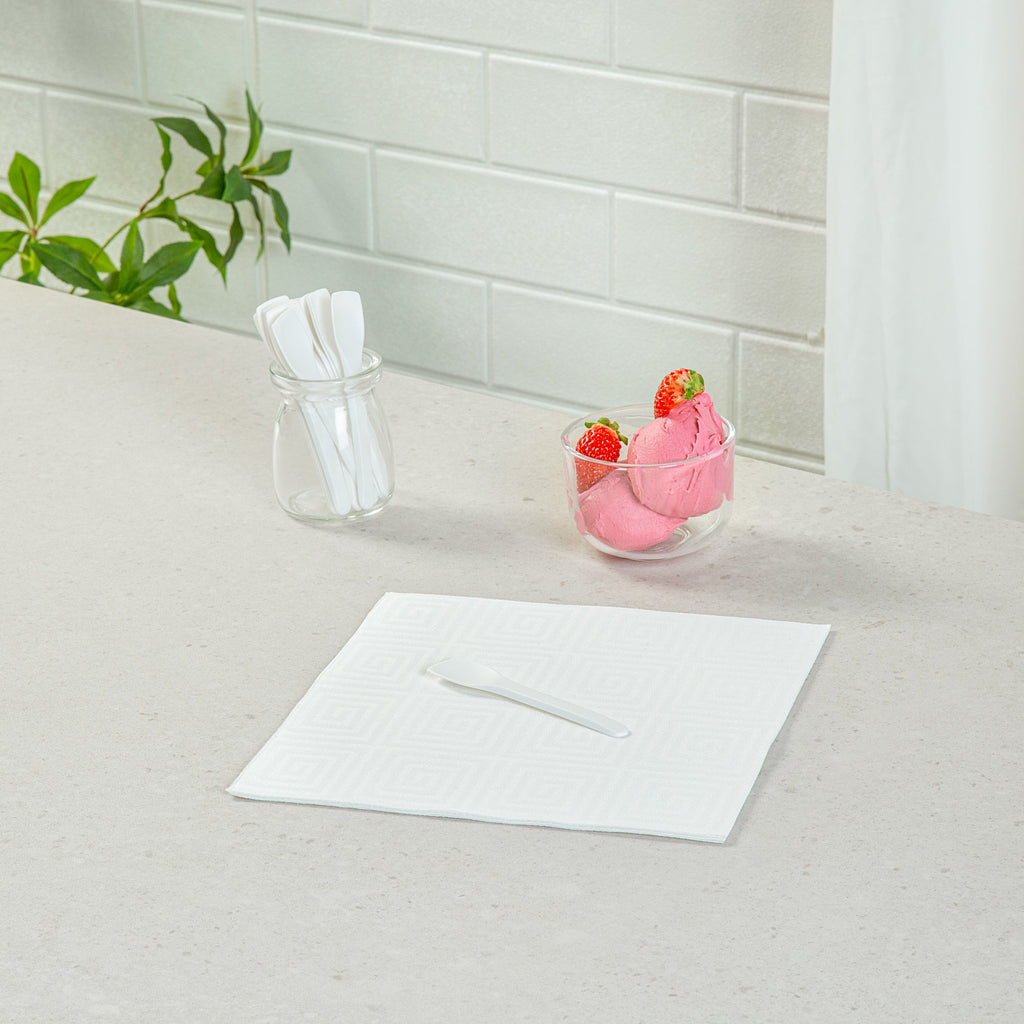 Basic Nature White CPLA Plastic Ice Cream Spoon - Heat-Resistant, Compostable - 4" - 1000 count box