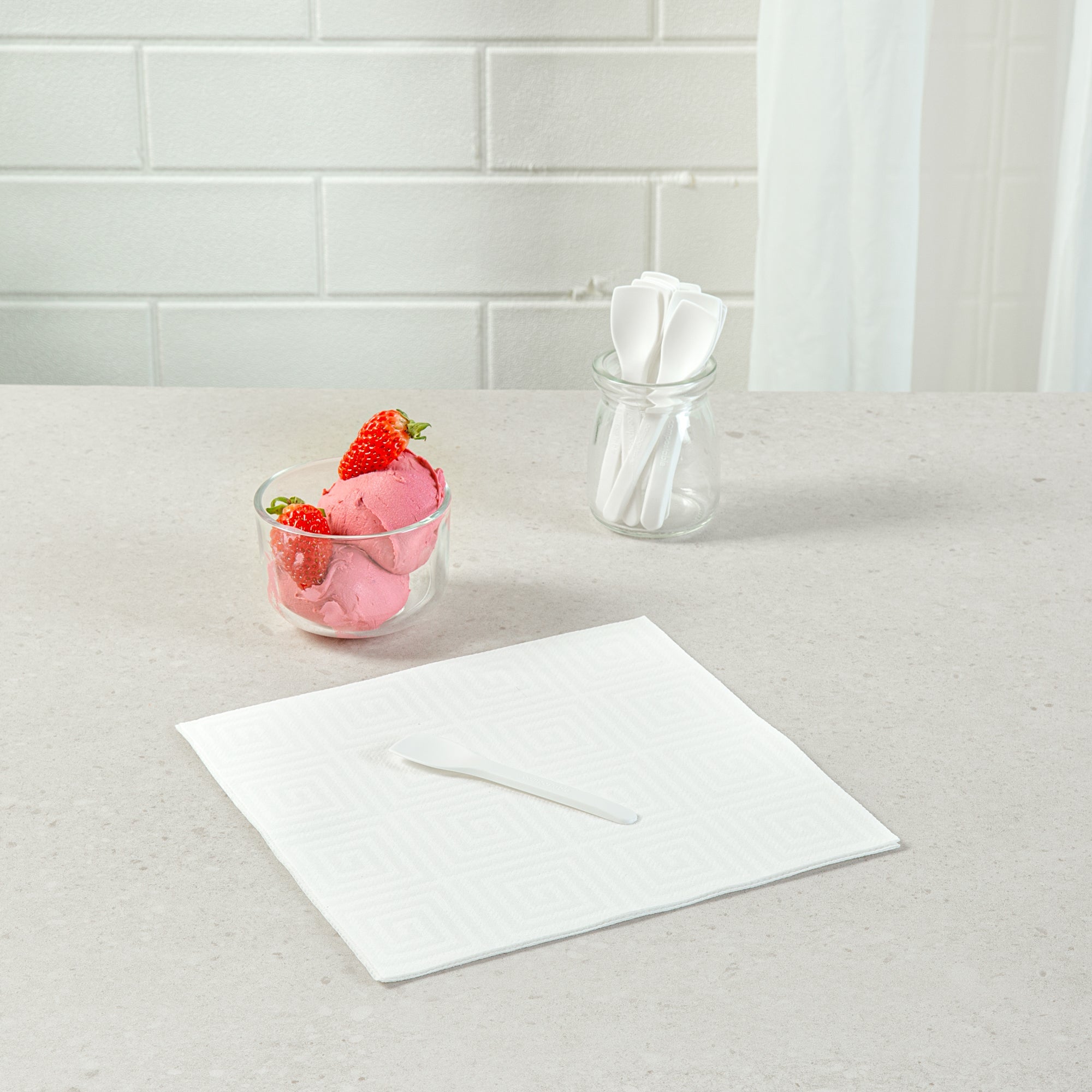 Basic Nature White CPLA Plastic Ice Cream Spoon - Heat-Resistant, Compostable - 4" - 1000 count box
