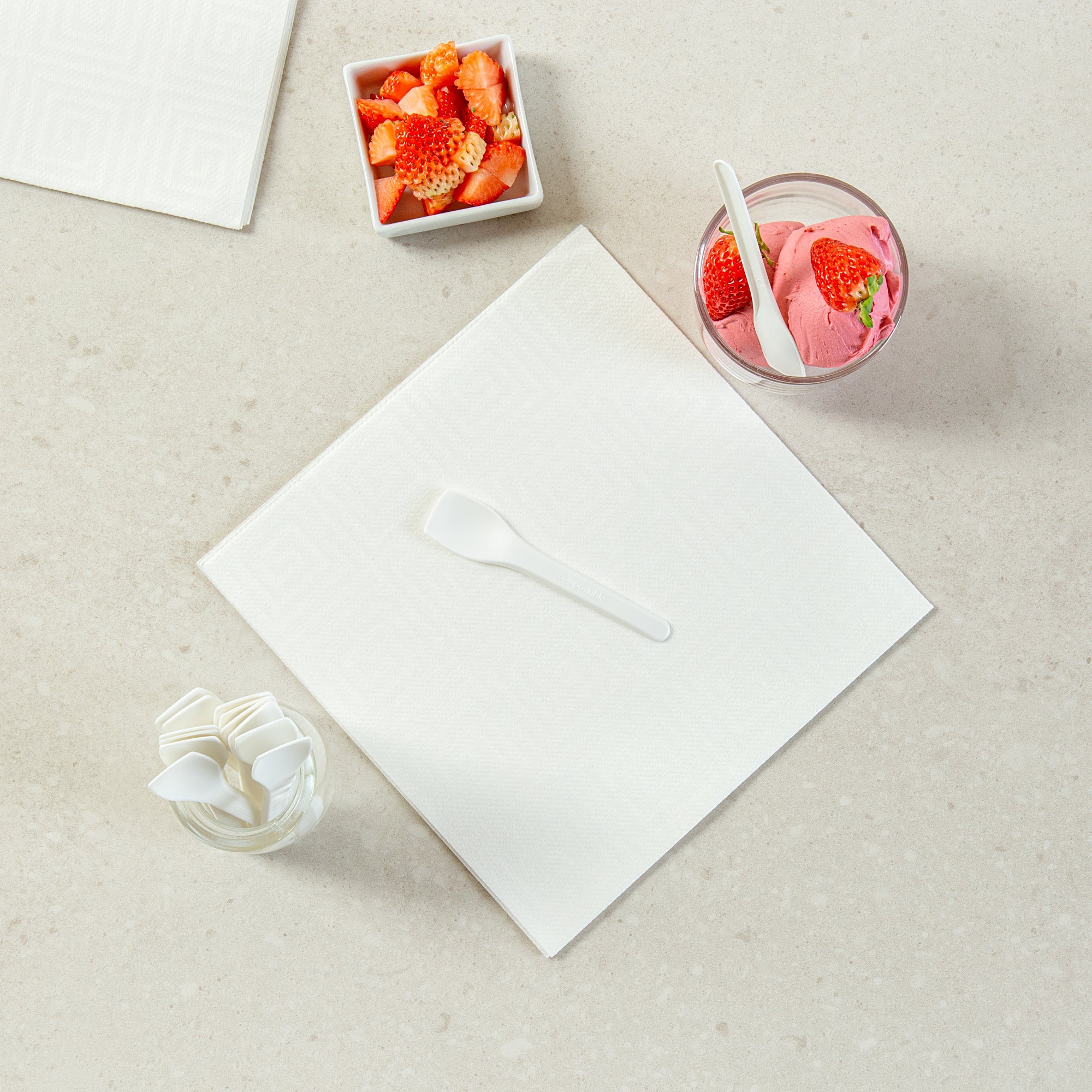 Basic Nature White CPLA Plastic Ice Cream Spoon - Heat-Resistant, Compostable - 4" - 1000 count box