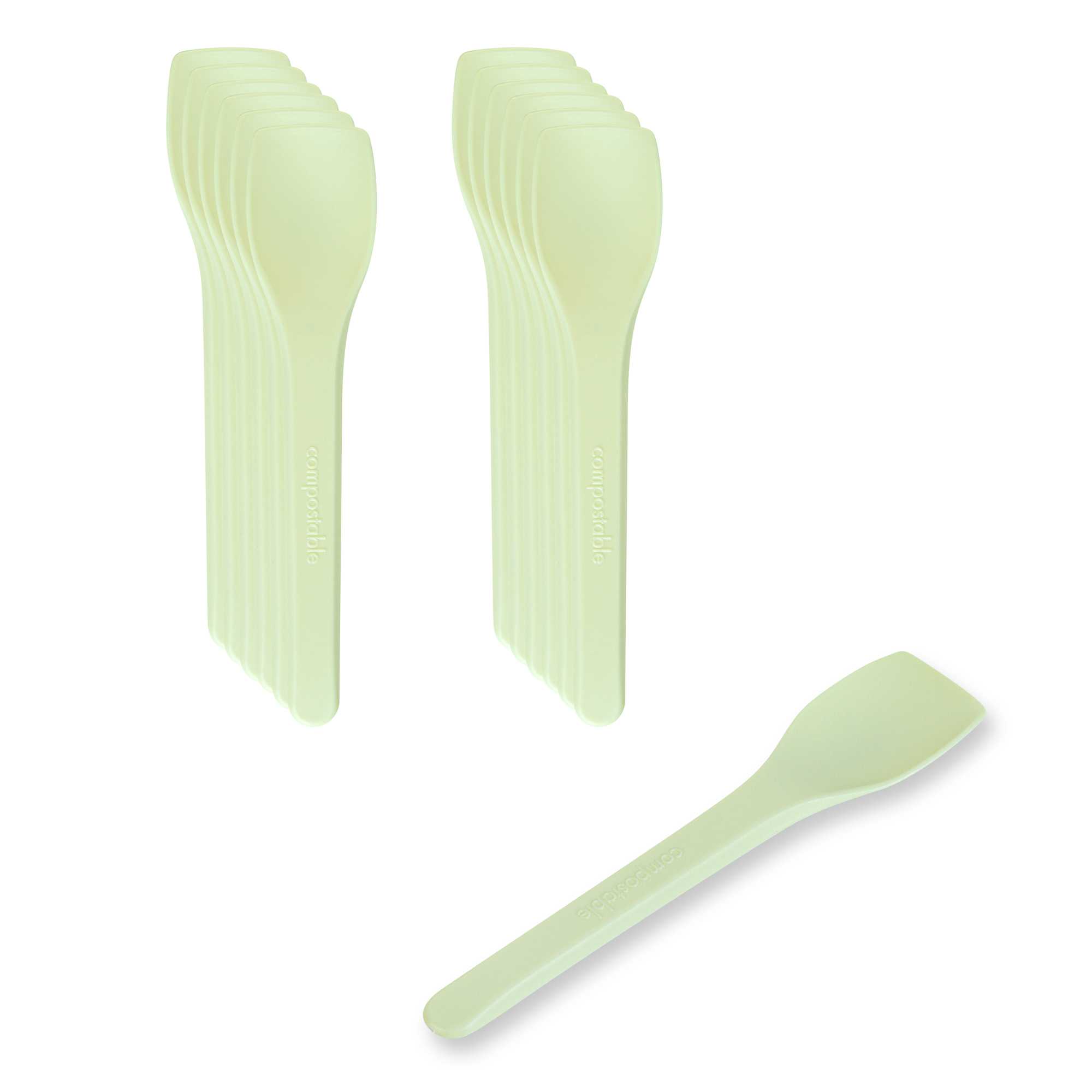 Basic Nature Yellow CPLA Plastic Ice Cream Spoon - Heat-Resistant, Compostable - 4" - 100 count box