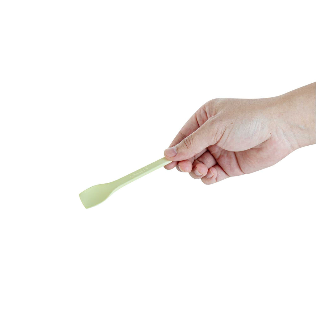Basic Nature Yellow CPLA Plastic Ice Cream Spoon - Heat-Resistant, Compostable - 4" - 100 count box