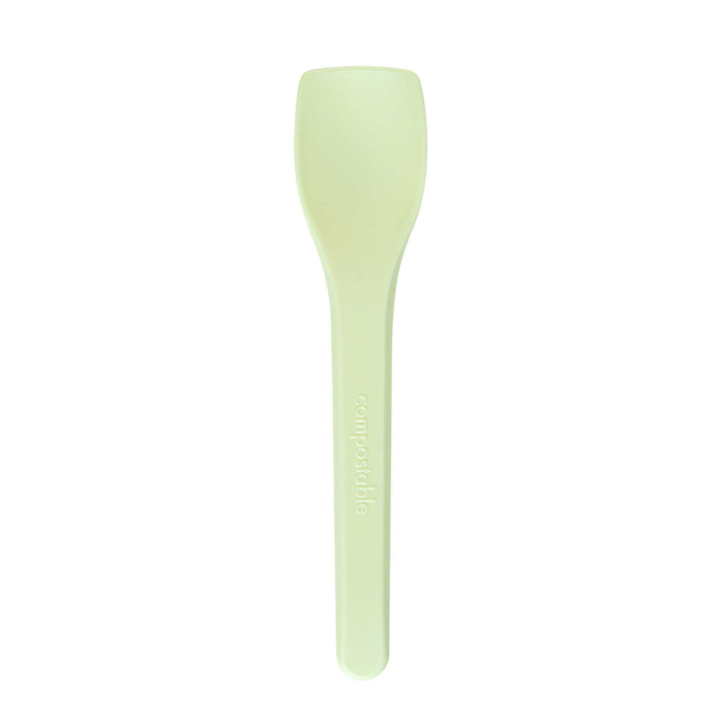 Basic Nature Yellow CPLA Plastic Ice Cream Spoon - Heat-Resistant, Compostable - 4" - 100 count box