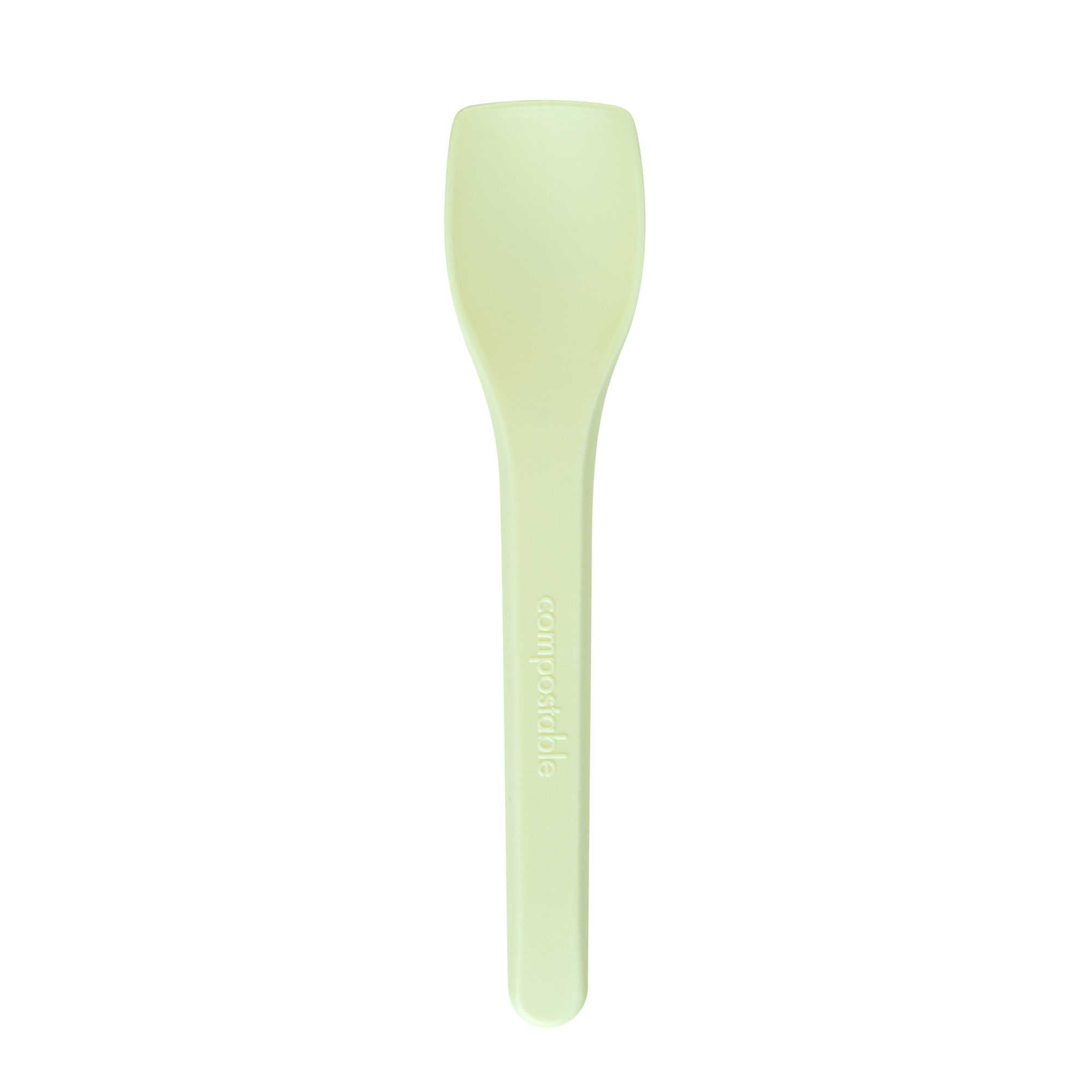 Basic Nature Yellow CPLA Plastic Ice Cream Spoon - Heat-Resistant, Compostable - 4" - 100 count box