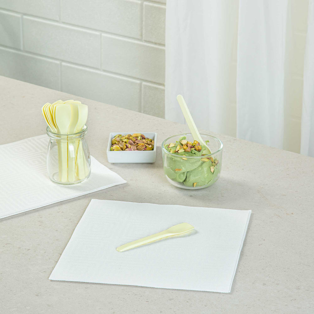Basic Nature Yellow CPLA Plastic Ice Cream Spoon - Heat-Resistant, Compostable - 4" - 100 count box