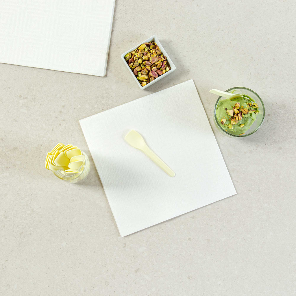 Basic Nature Yellow CPLA Plastic Ice Cream Spoon - Heat-Resistant, Compostable - 4" - 100 count box