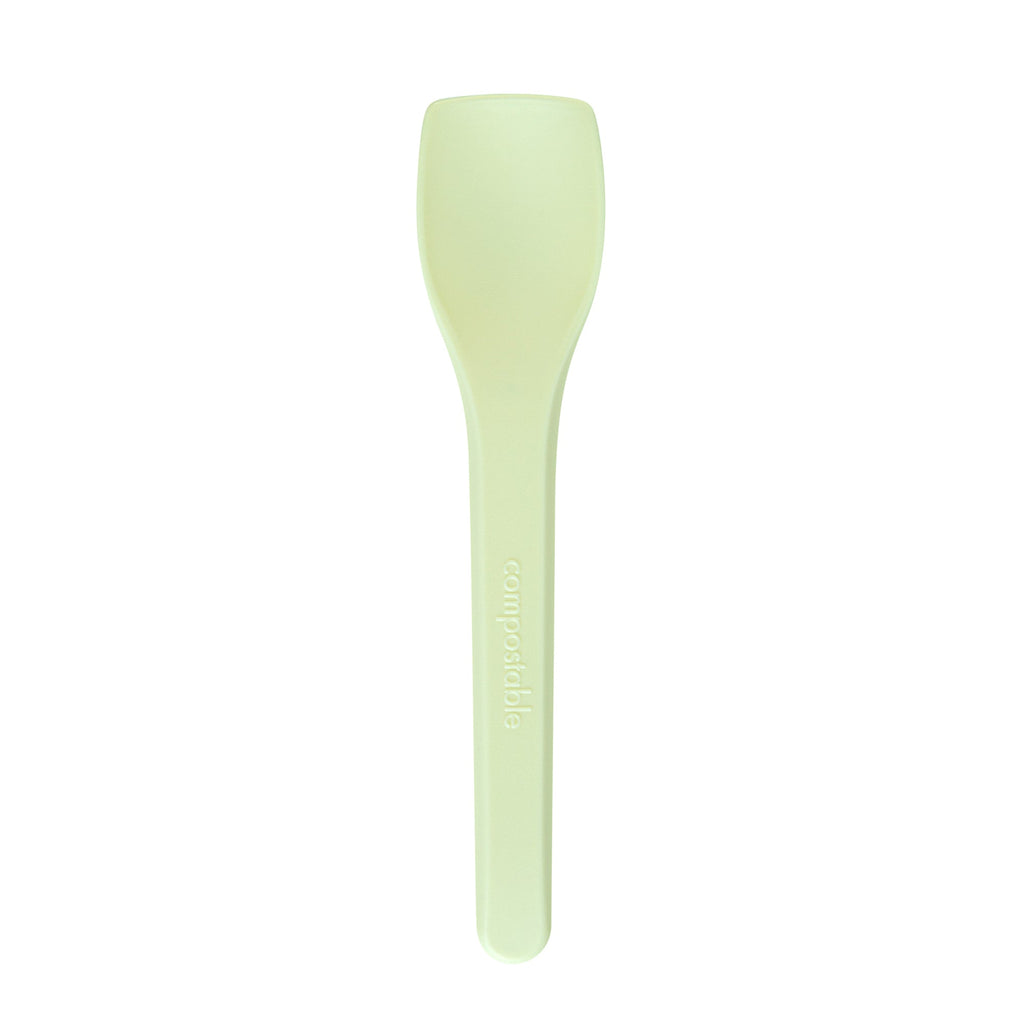 Basic Nature Yellow CPLA Plastic Ice Cream Spoon - Heat-Resistant, Compostable - 4" - 1000 count box