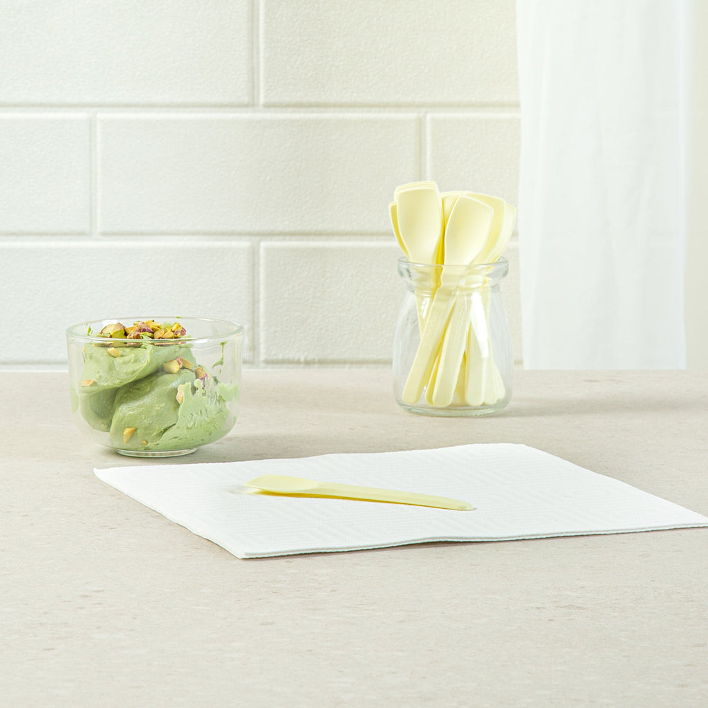 Basic Nature Yellow CPLA Plastic Ice Cream Spoon - Heat-Resistant, Compostable - 4" - 1000 count box