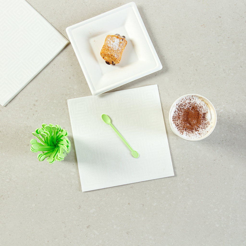Basic Nature Green CPLA Plastic Coffee Stirrer / Spoon - Compostable - 4" - 1000 count box