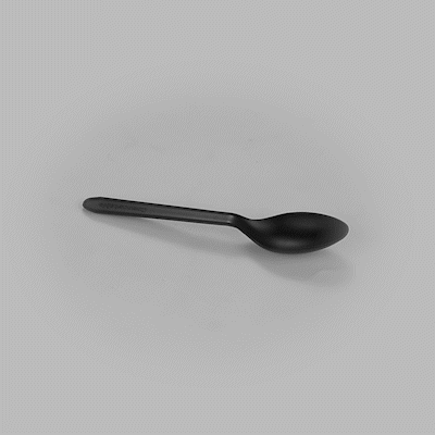 Basic Nature Black CPLA Plastic Dessert Spoon - Heat-Resistant, Compostable - 5" - 100 count box
