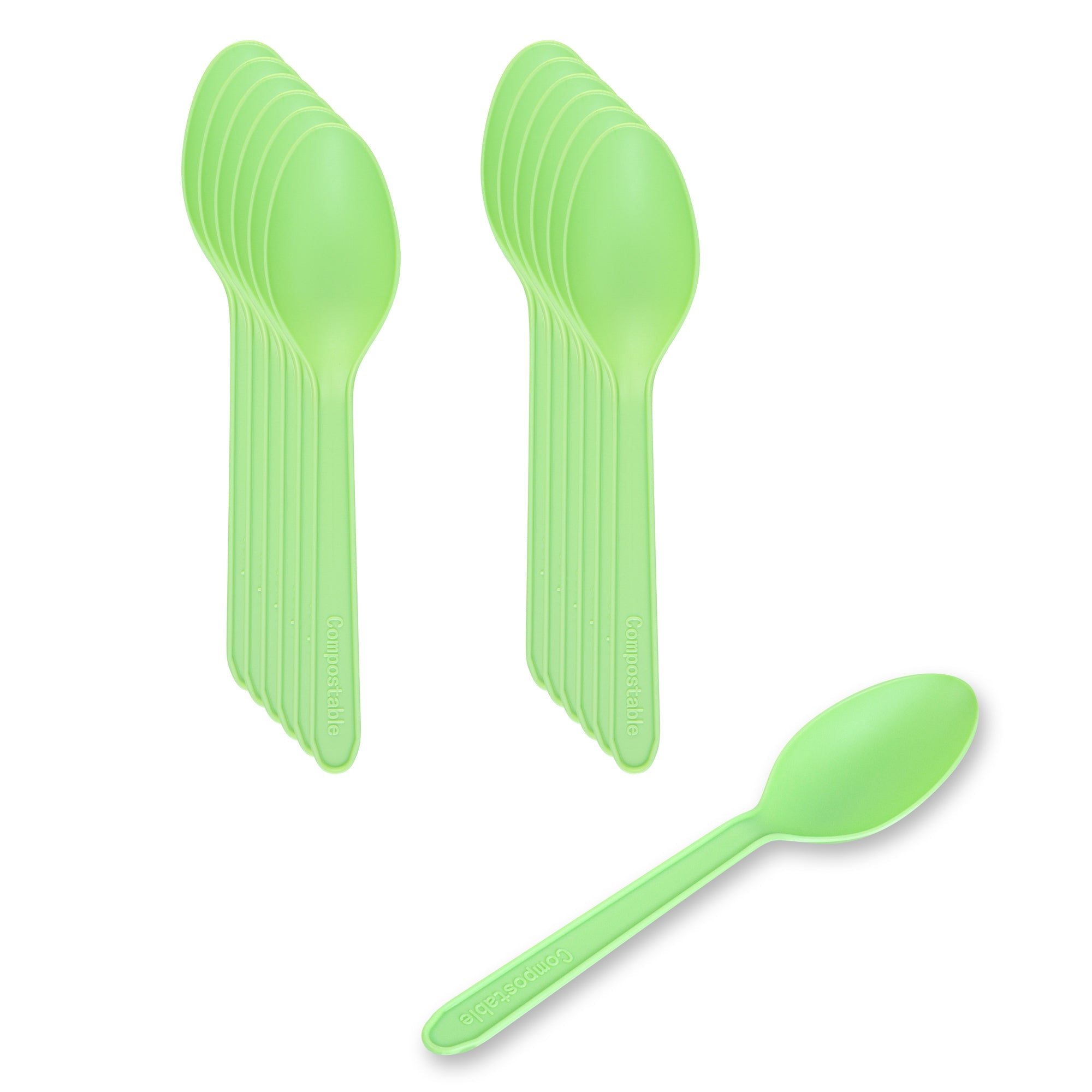 Basic Nature Green CPLA Plastic Dessert Spoon - Heat-Resistant, Compostable - 4" - 1000 count box