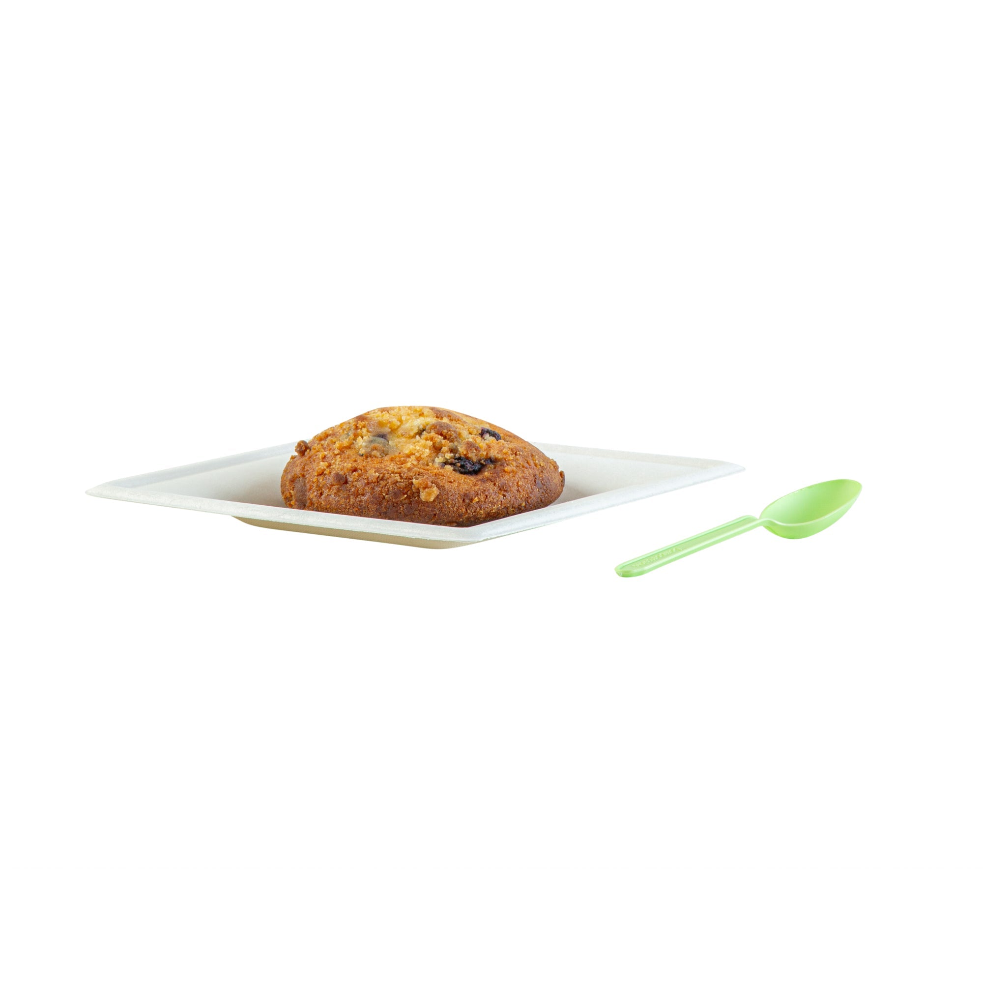 Basic Nature Green CPLA Plastic Dessert Spoon - Heat-Resistant, Compostable - 4" - 1000 count box