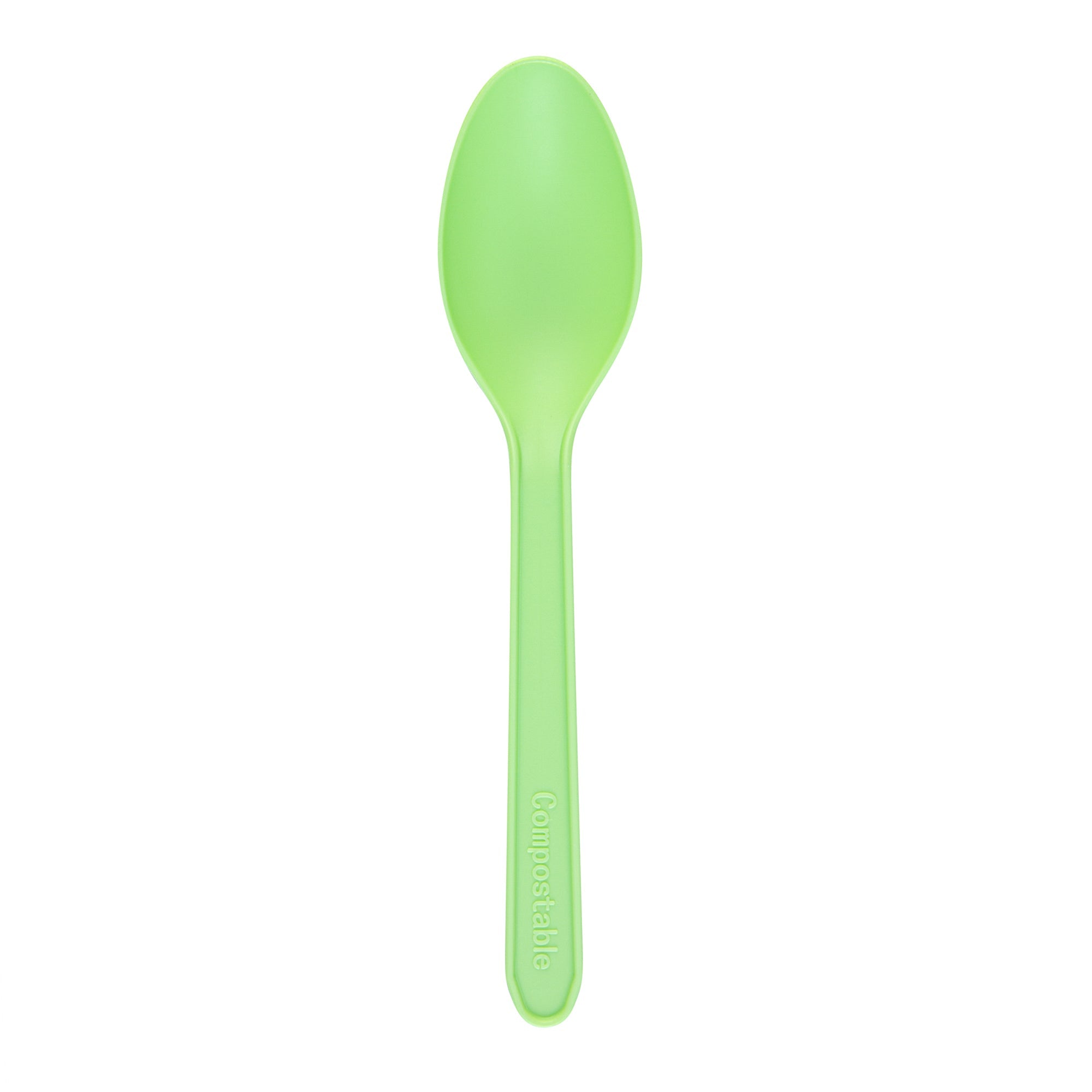 Basic Nature Green CPLA Plastic Dessert Spoon - Heat-Resistant, Compostable - 4" - 1000 count box
