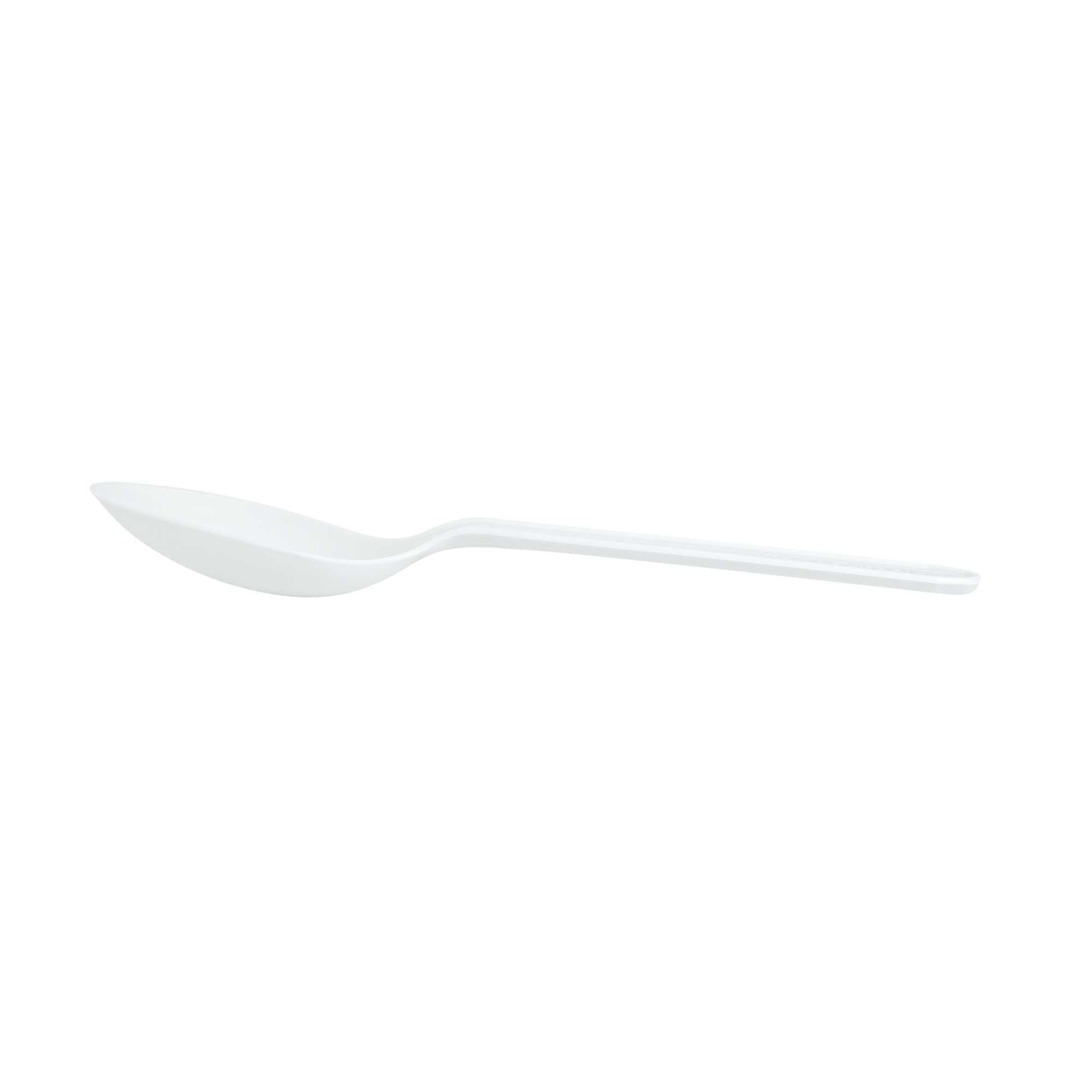 Basic Nature White CPLA Plastic Dessert Spoon - Heat-Resistant, Compostable - 5" - 100 count box