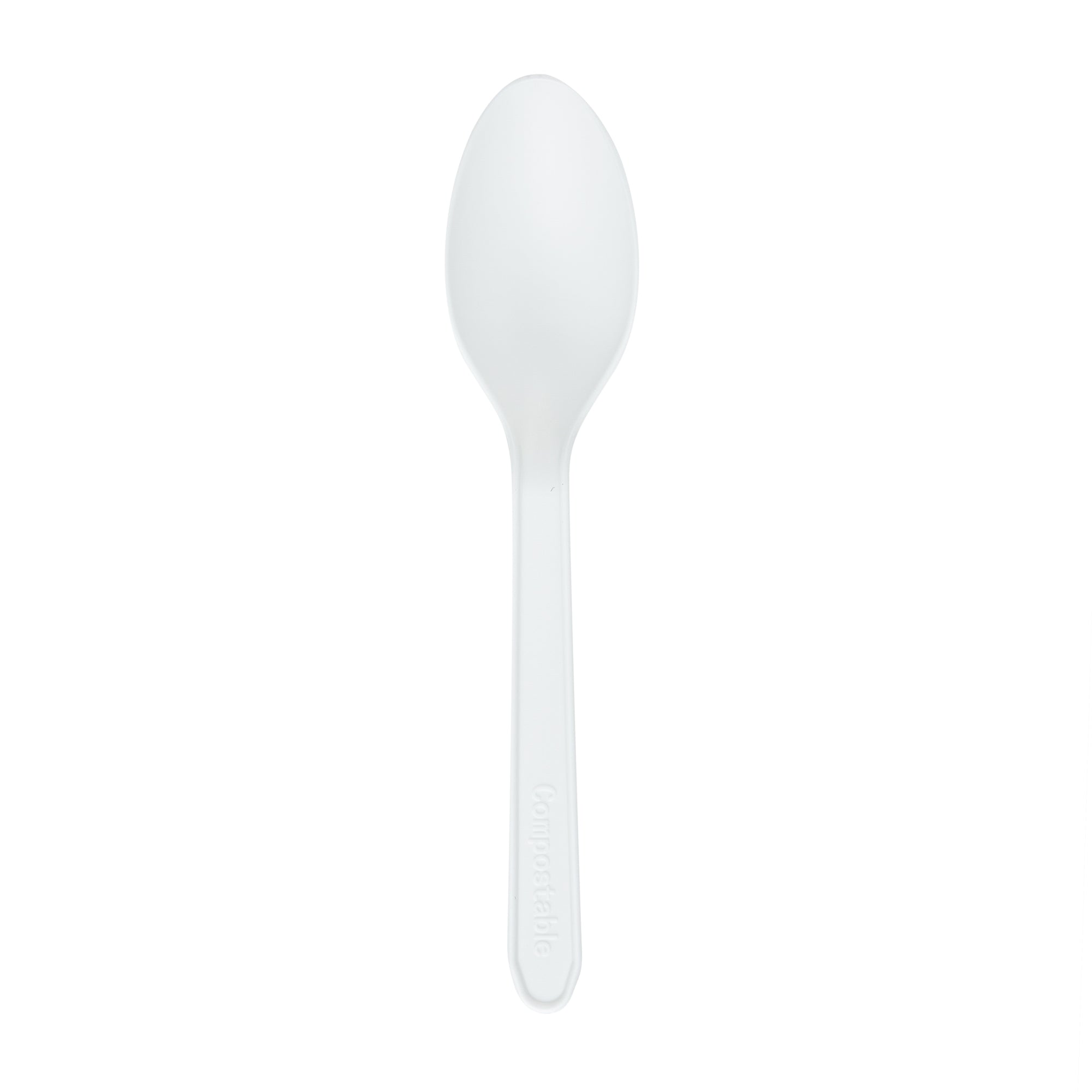 Basic Nature White CPLA Plastic Dessert Spoon - Heat-Resistant, Compostable - 4" - 1000 count box