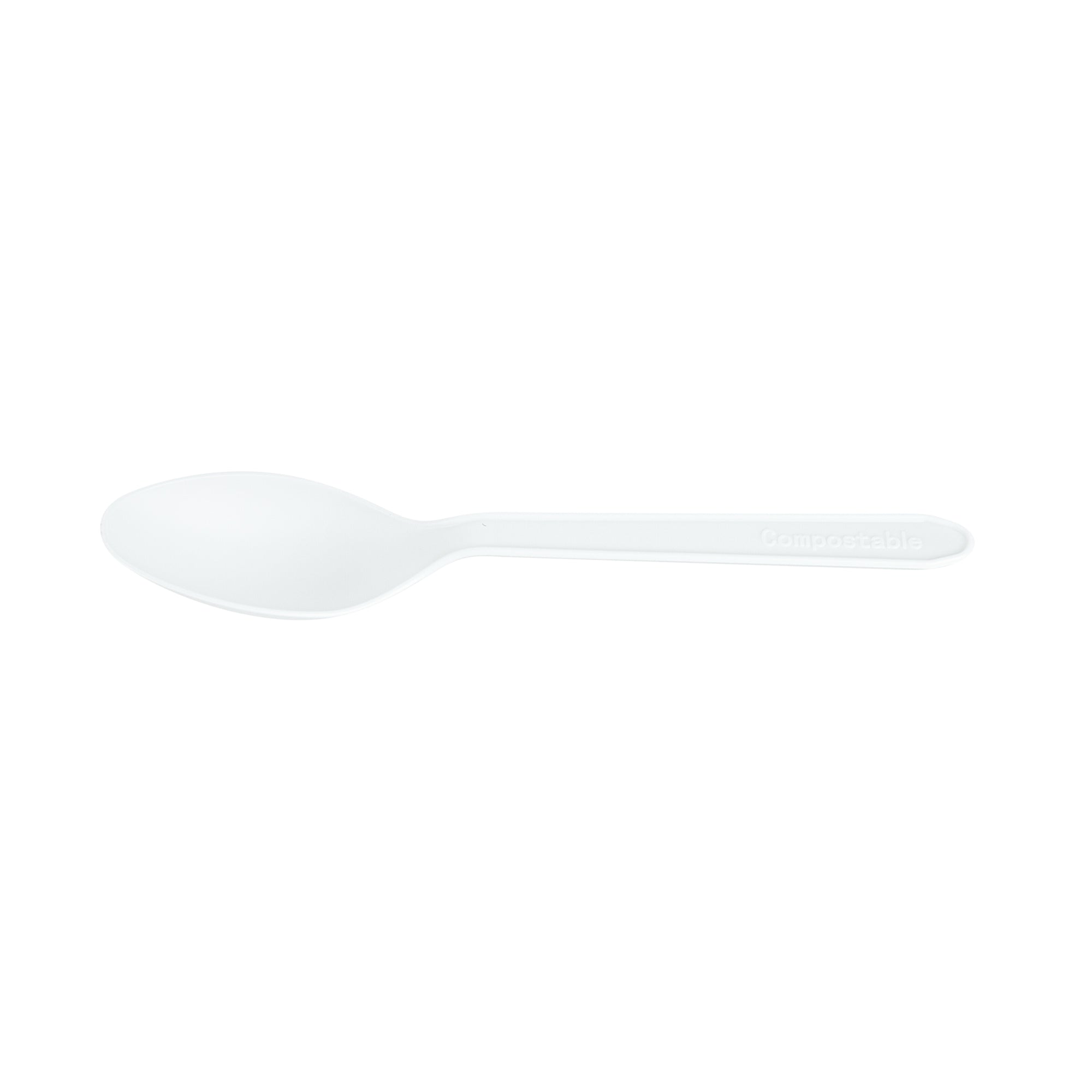 Basic Nature White CPLA Plastic Dessert Spoon - Heat-Resistant, Compostable - 4" - 1000 count box