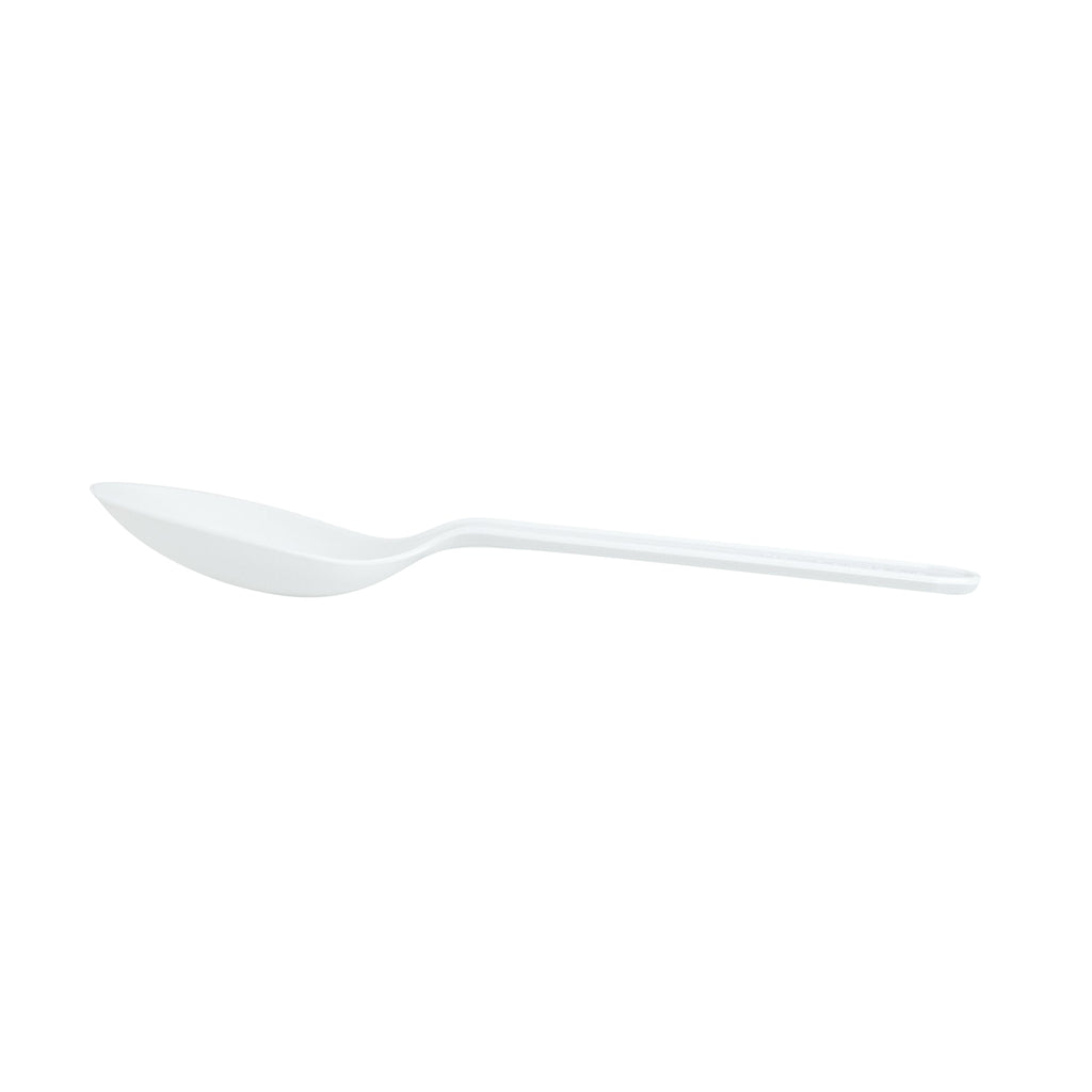 Basic Nature White CPLA Plastic Dessert Spoon - Heat-Resistant, Compostable - 4" - 1000 count box