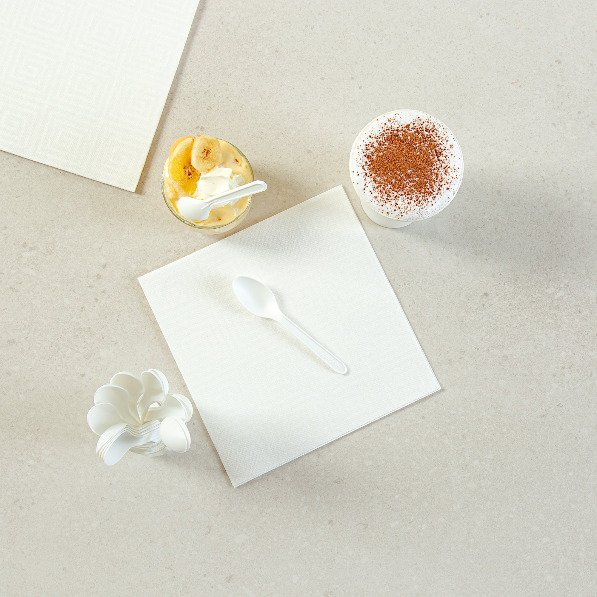 Basic Nature White CPLA Plastic Dessert Spoon - Heat-Resistant, Compostable - 4" - 1000 count box