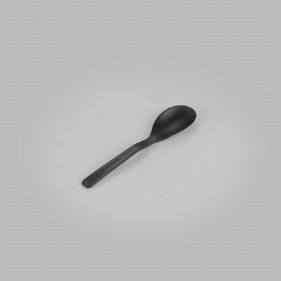 Basic Nature Black CPLA Plastic Mini Spoon - Heat-Resistant, Compostable - 4" - 100 count box