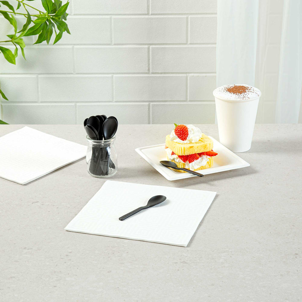 Basic Nature Black CPLA Plastic Mini Spoon - Heat-Resistant, Compostable - 4" - 100 count box