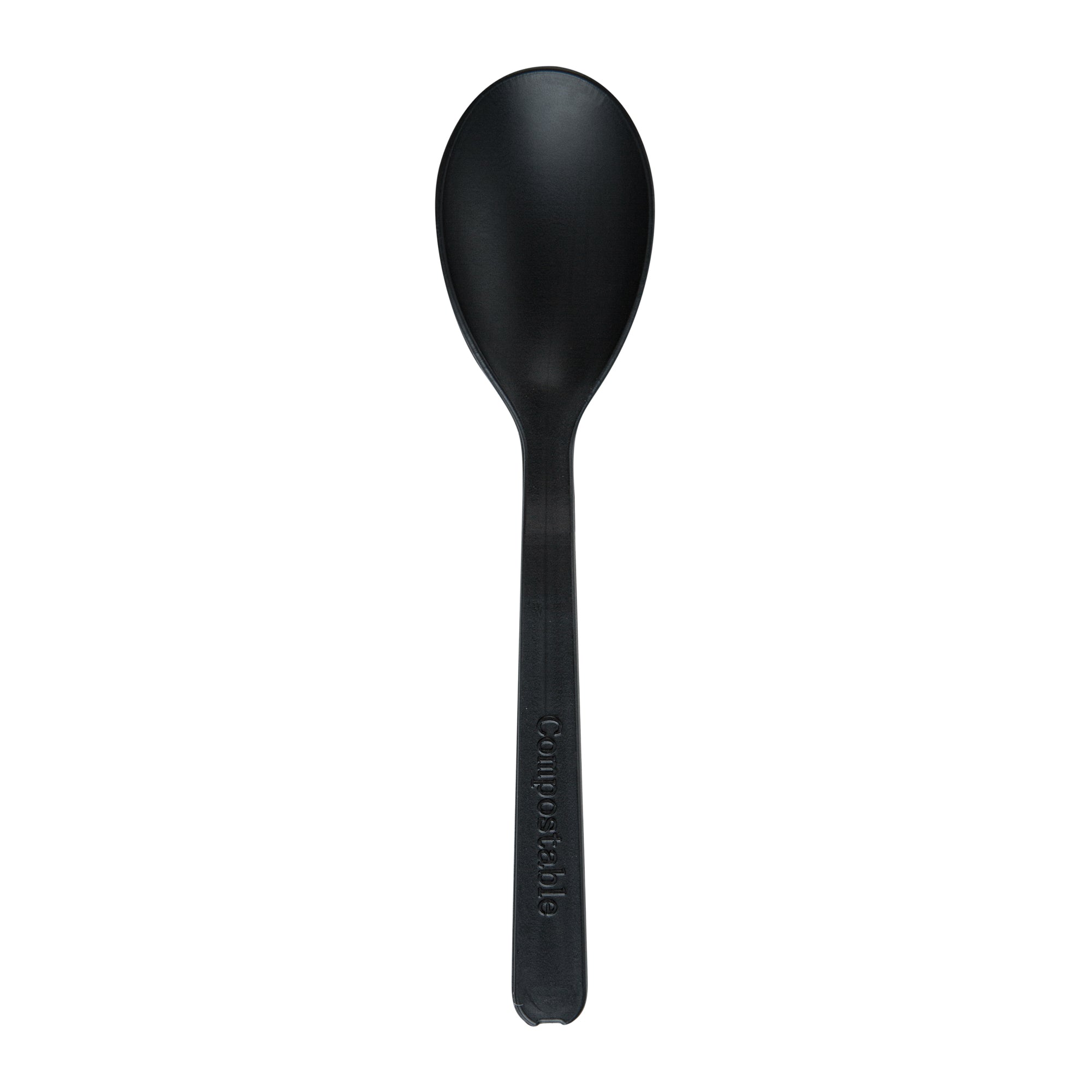Basic Nature Black CPLA Plastic Mini Spoon - Heat-Resistant, Compostable - 4" - 1000 count box