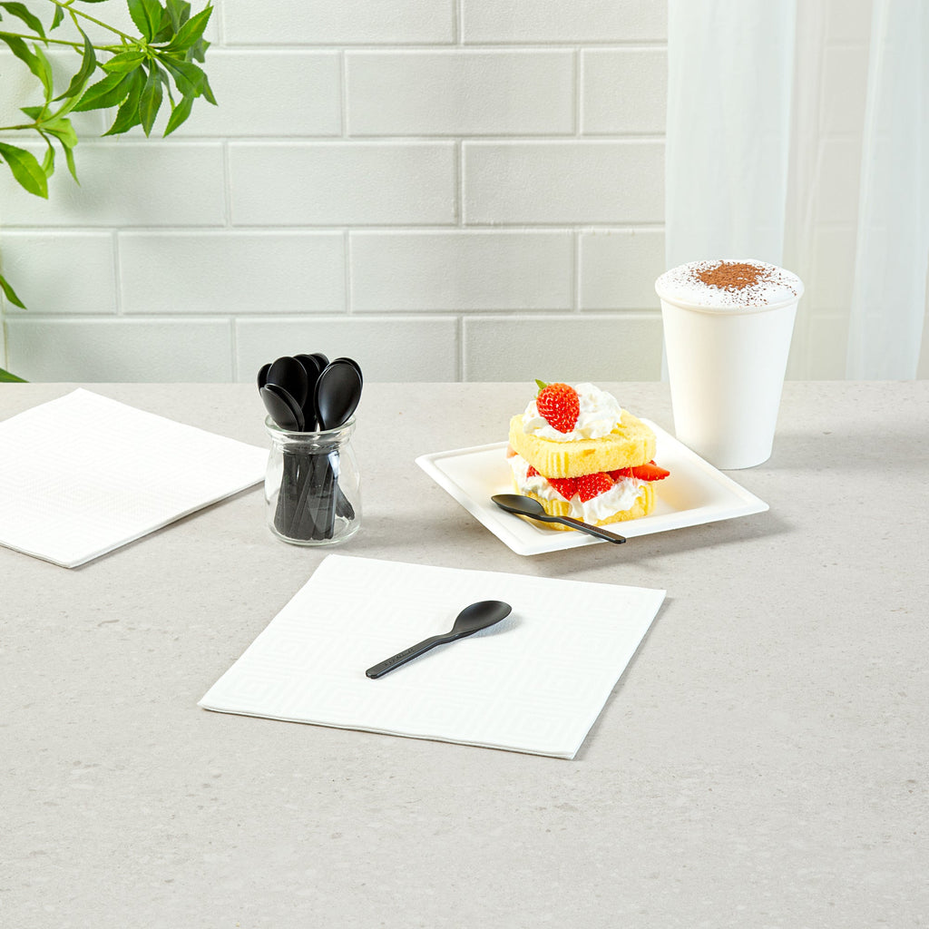 Basic Nature Black CPLA Plastic Mini Spoon - Heat-Resistant, Compostable - 4" - 1000 count box
