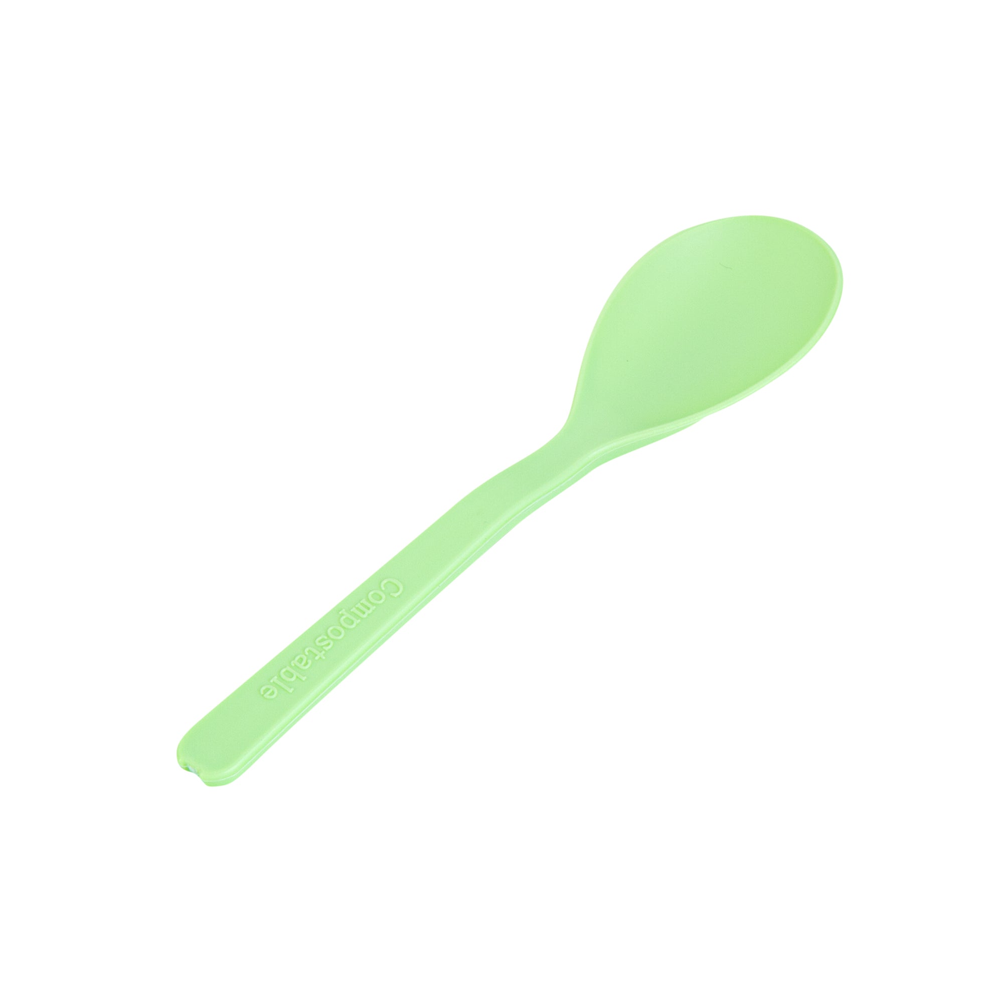 Basic Nature Green CPLA Plastic Mini Spoon - Heat-Resistant, Compostable - 4" - 1000 count box